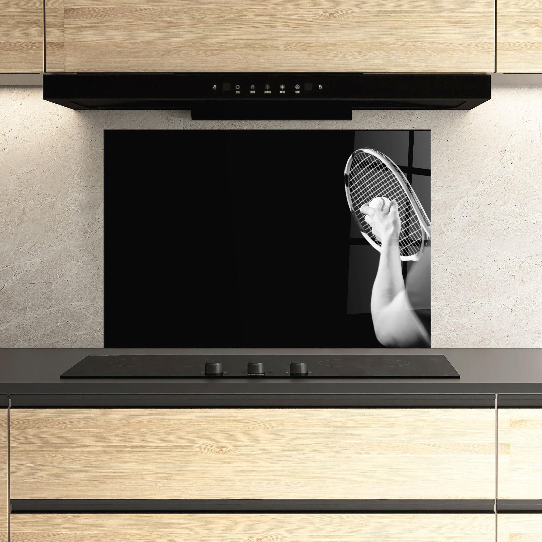 Panou Sticla Bucatarie Grey Tennis Racket mockup 3