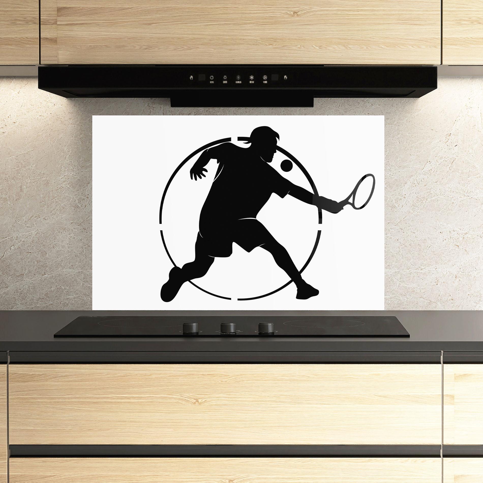 Panou Sticla Bucatarie Tennis Black Circle mockup 3