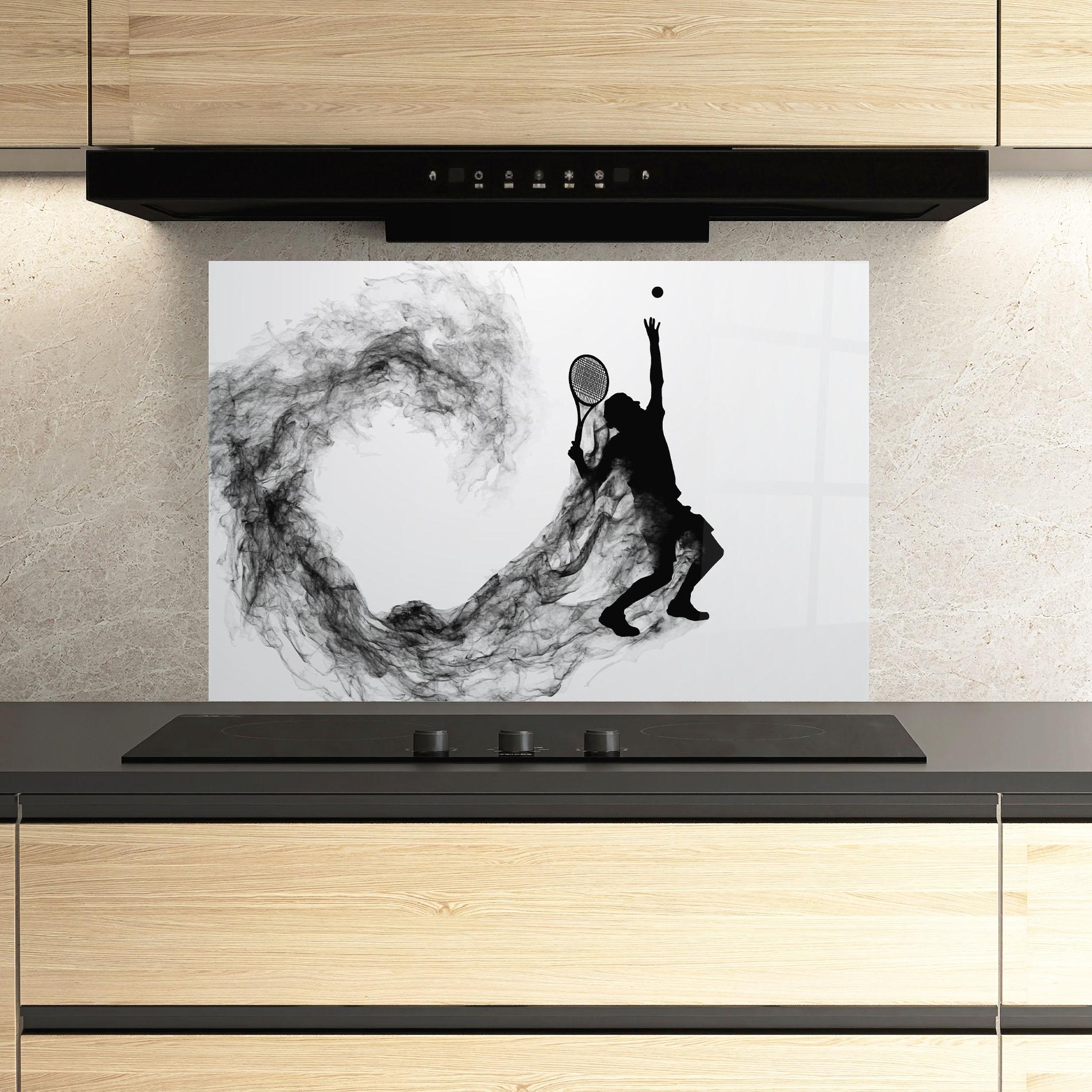 Panou Sticla Bucatarie Tennis Black Smoke mockup 3
