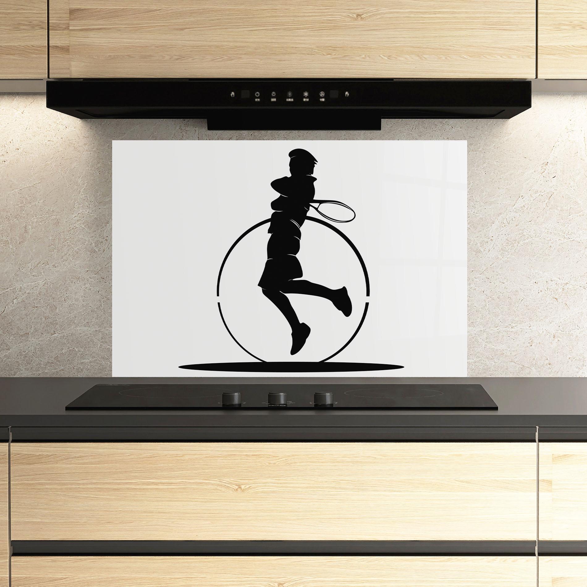 Panou Sticla Bucatarie Tennis Circle Black mockup 3