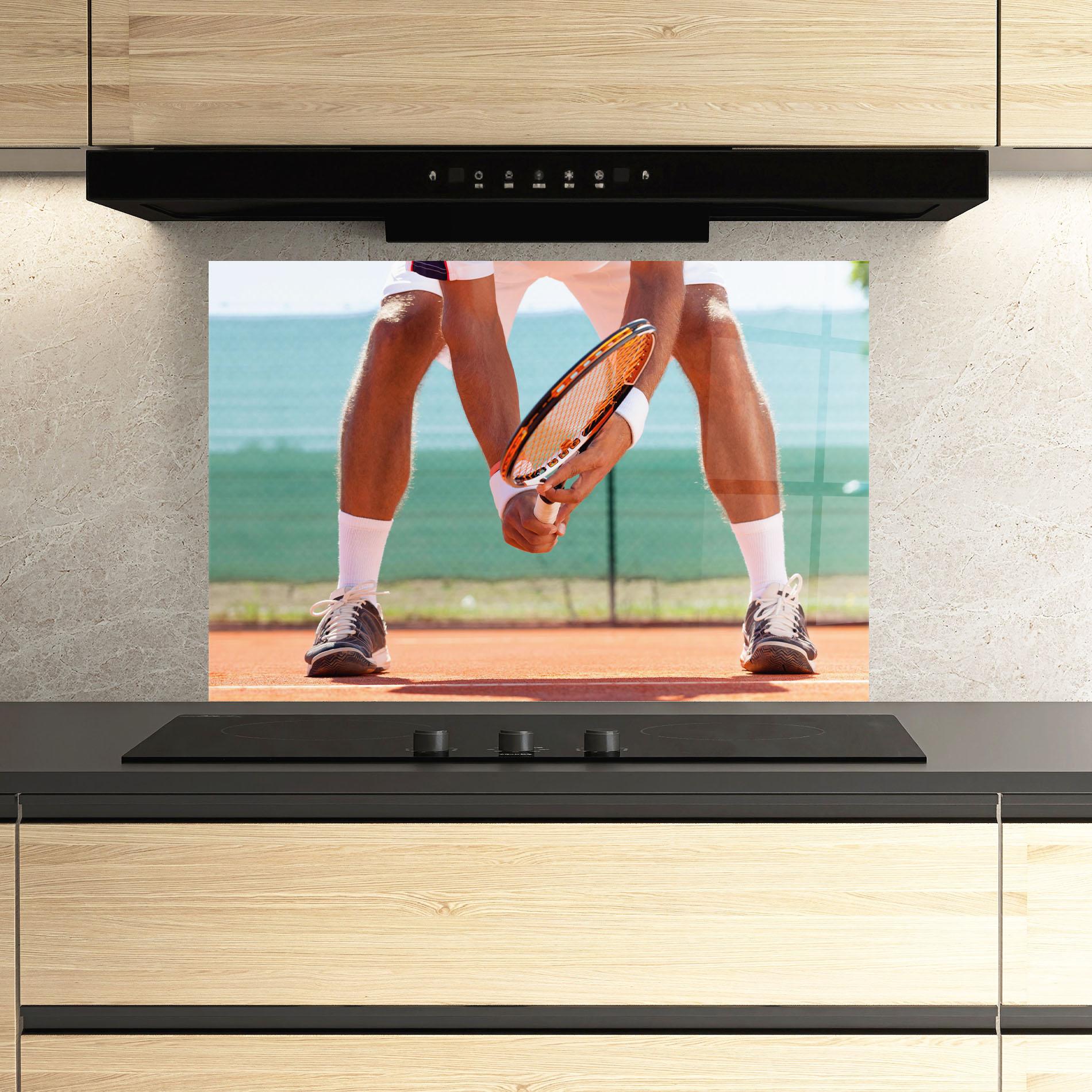 Panou Sticla Bucatarie Tennis Player In Action mockup 3