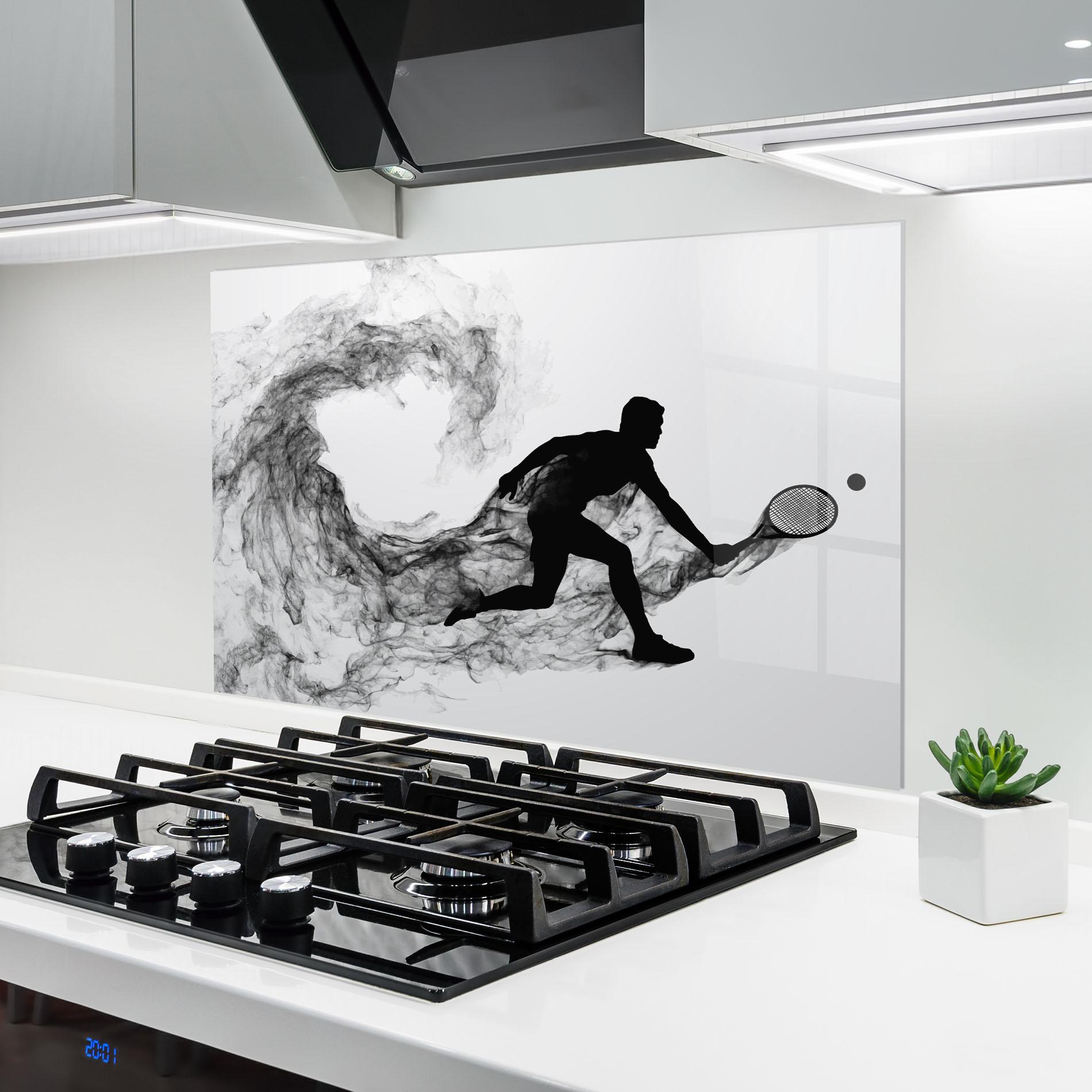 Panou Sticla Bucatarie Black Smoke Tennis mockup 6