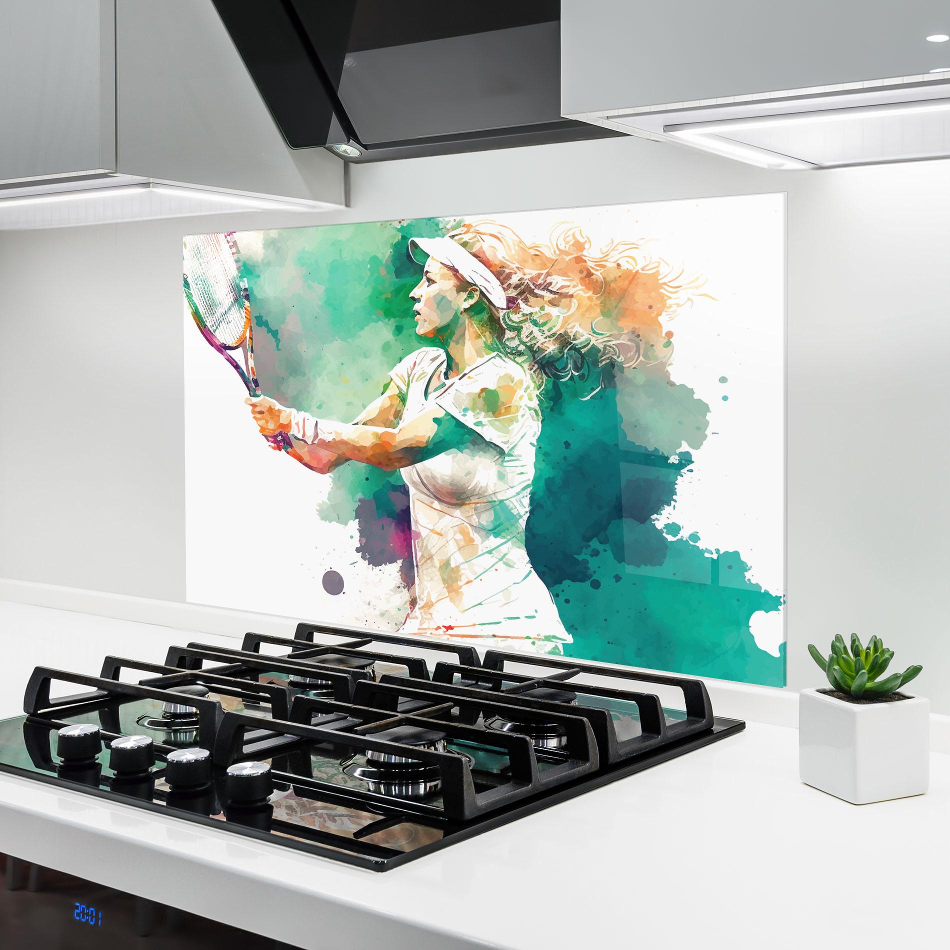 Panou Sticla Bucatarie Green Art Tennis mockup 6