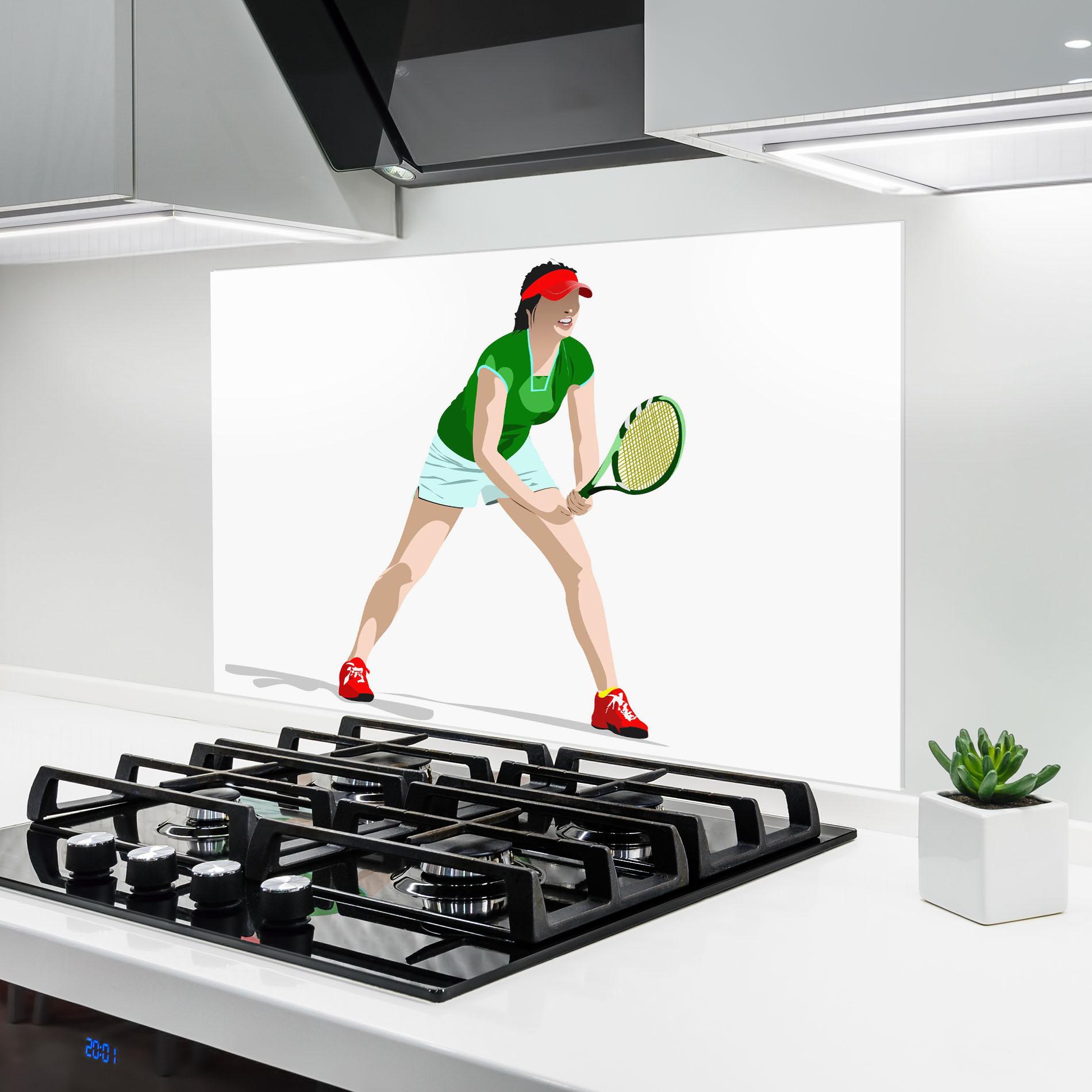 Panou Sticla Bucatarie Green Tennis Racket mockup 6