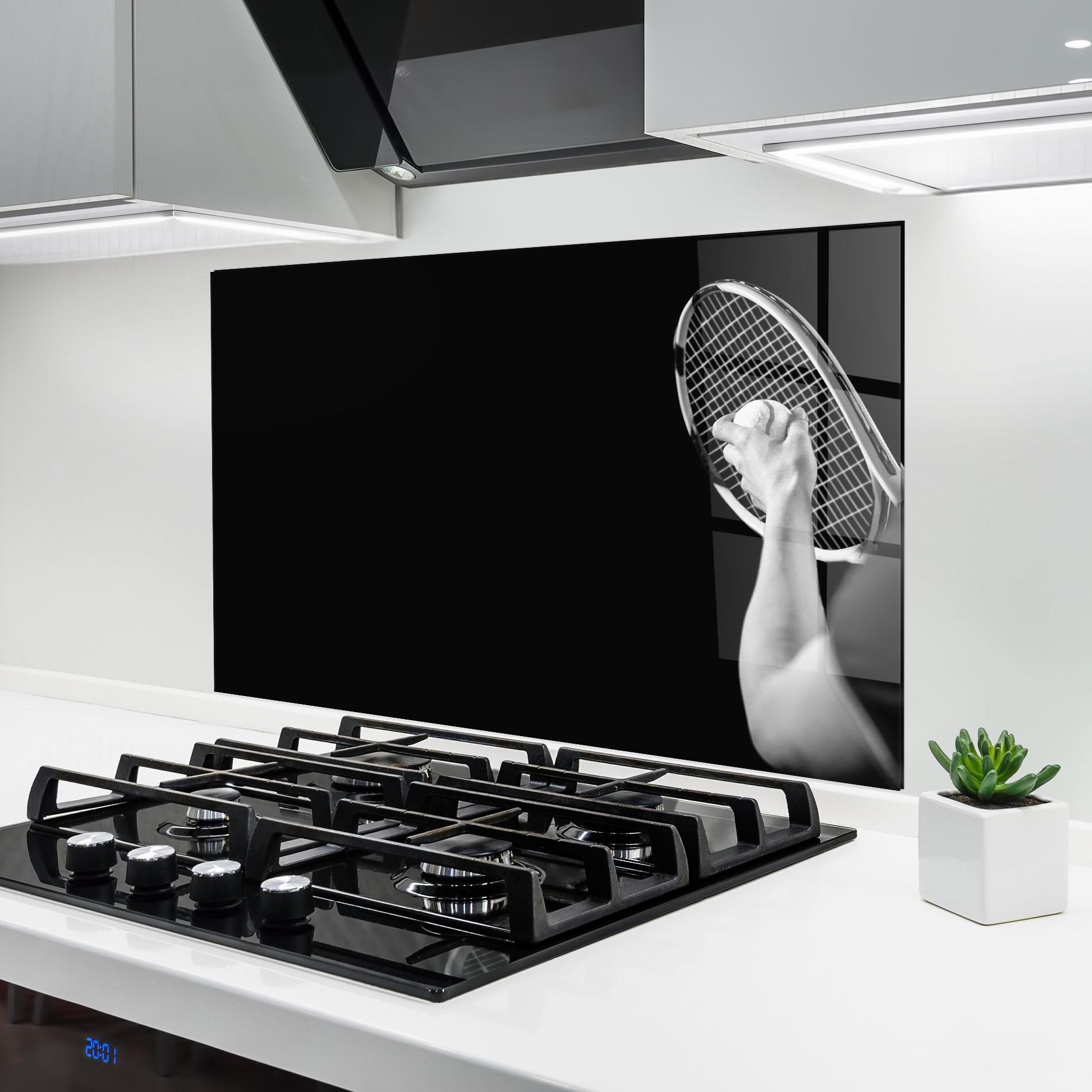 Panou Sticla Bucatarie Grey Tennis Racket mockup 6