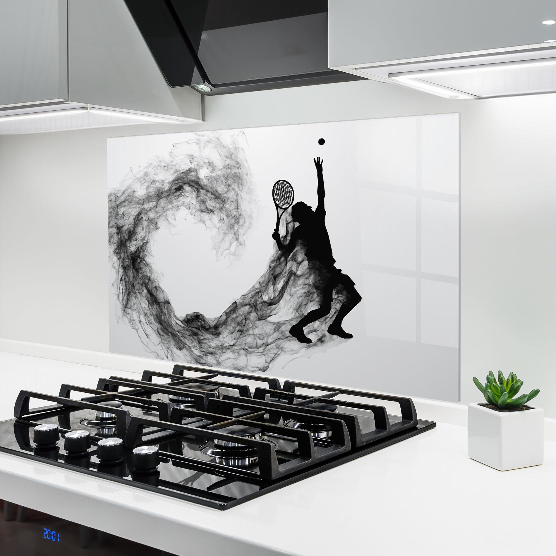 Panou Sticla Bucatarie Tennis Black Smoke mockup 6