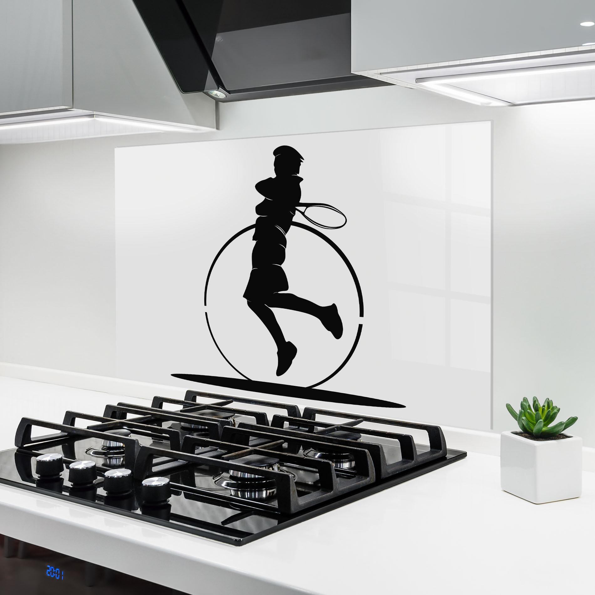 Panou Sticla Bucatarie Tennis Circle Black mockup 6