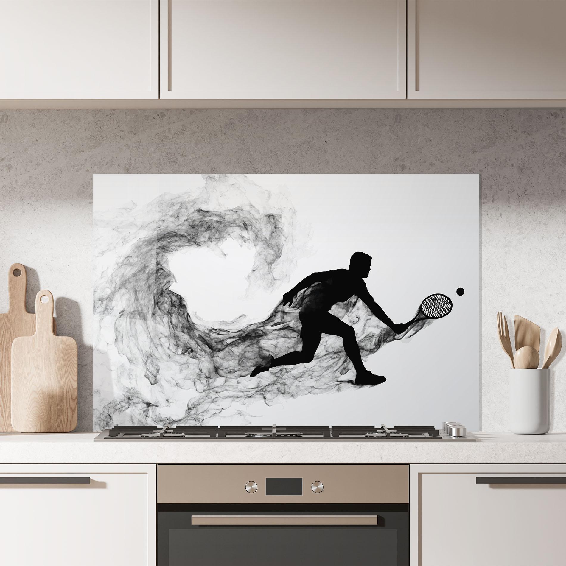 Panou Sticla Bucatarie Black Smoke Tennis mockup 7
