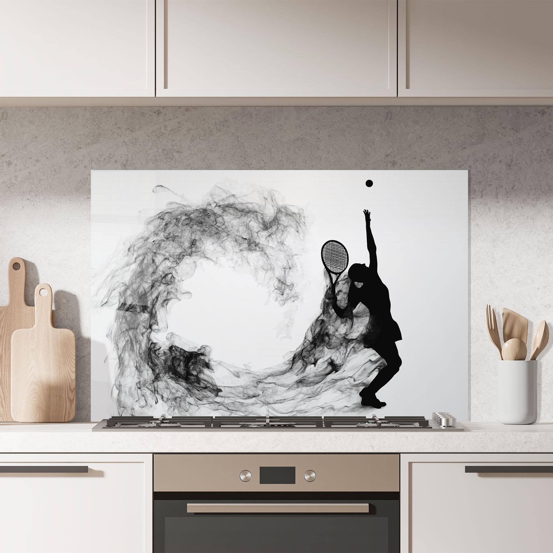 Panou Sticla Bucatarie Black Tennis Smoke mockup 7