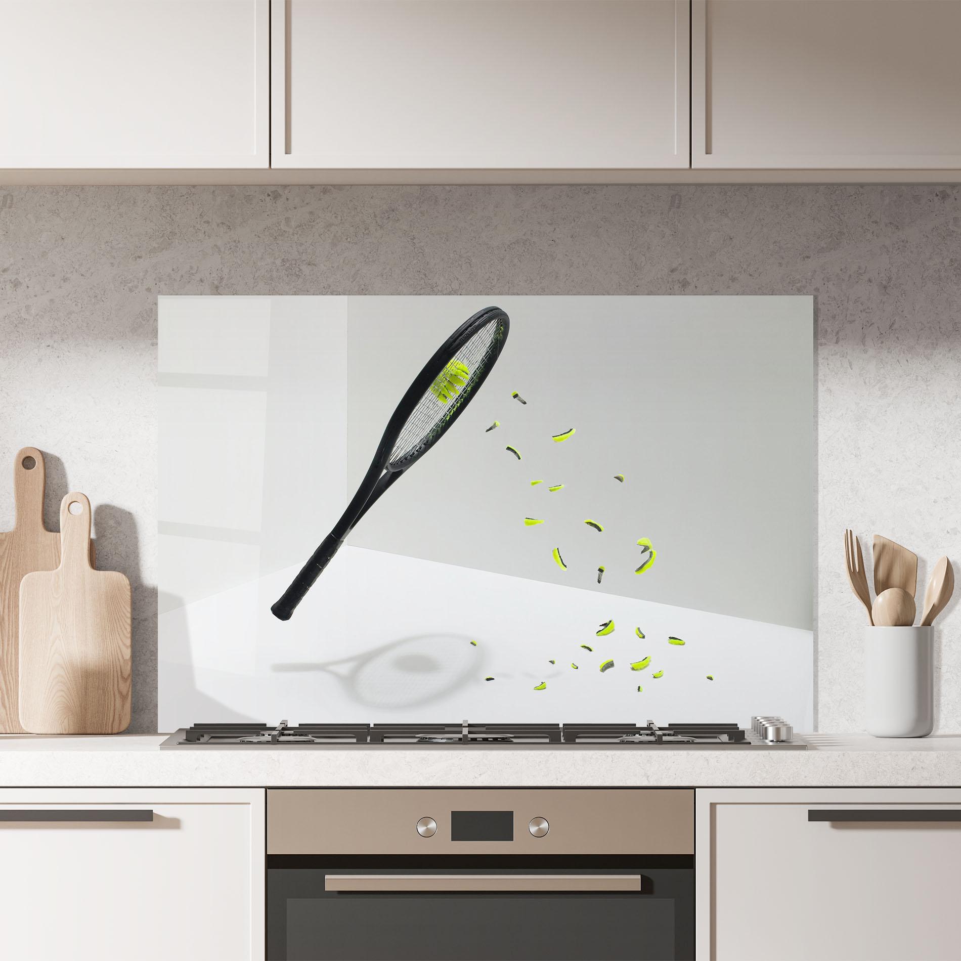 Panou Sticla Bucatarie Broken Tennis Ball mockup 7