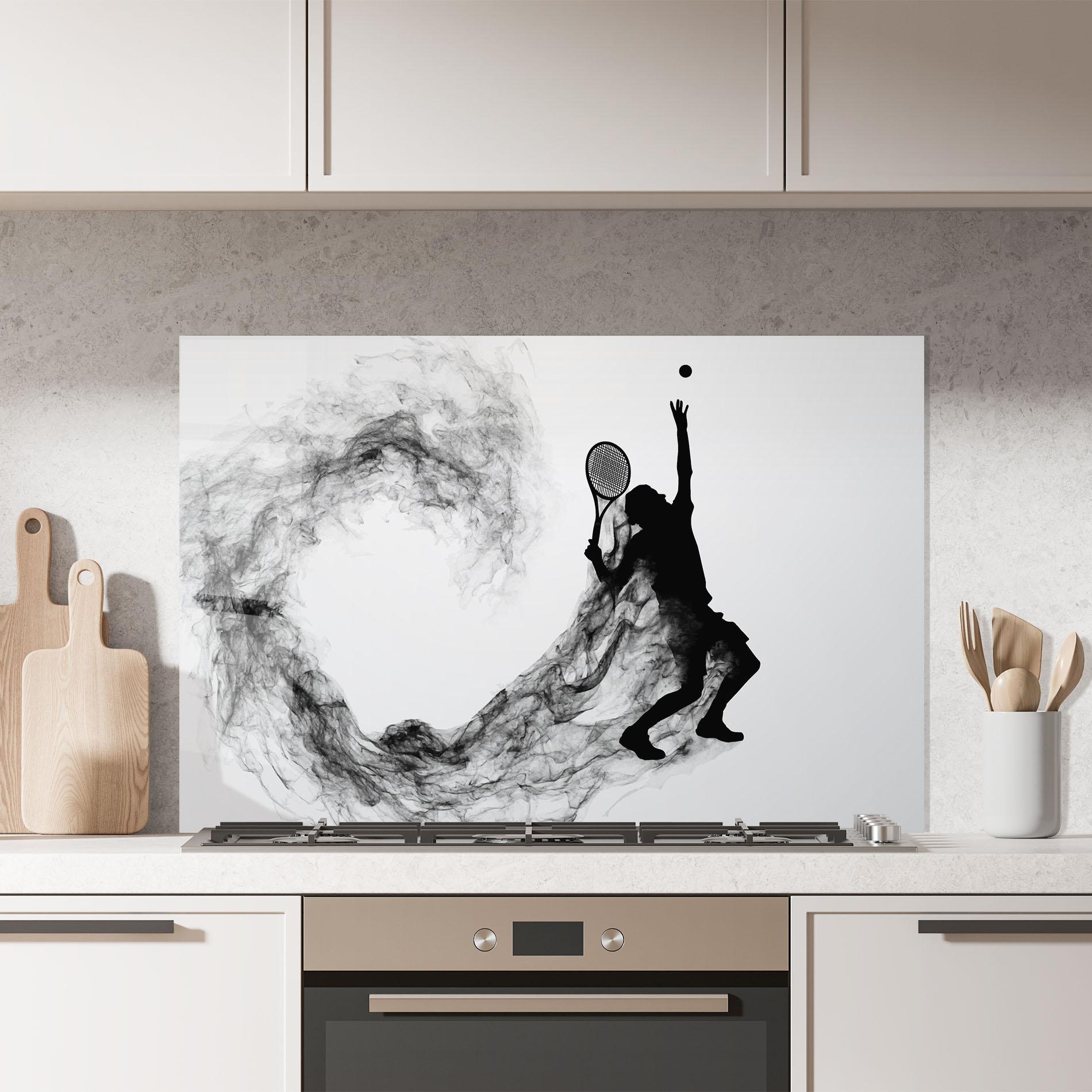 Panou Sticla Bucatarie Tennis Black Smoke mockup 7