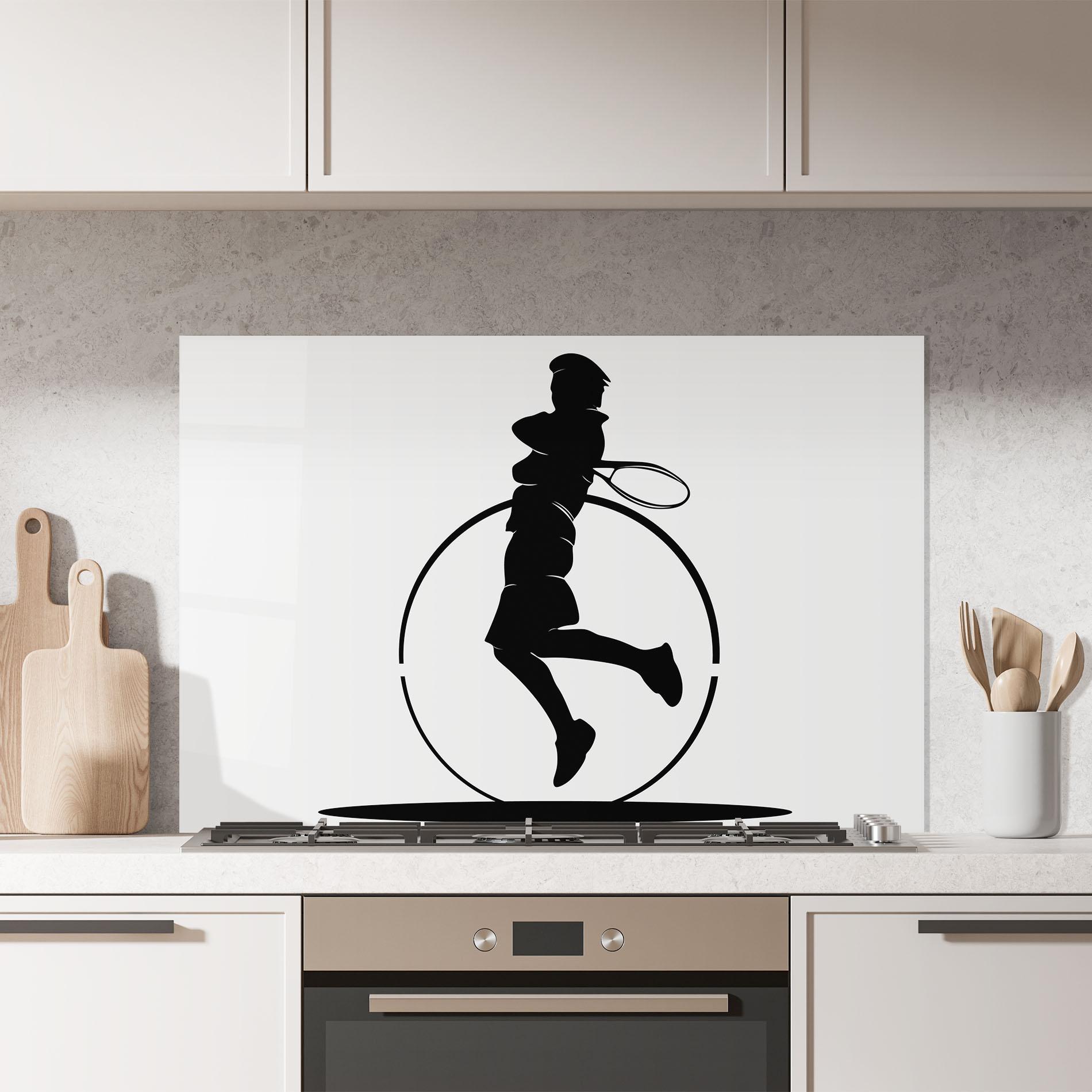 Panou Sticla Bucatarie Tennis Circle Black mockup 7