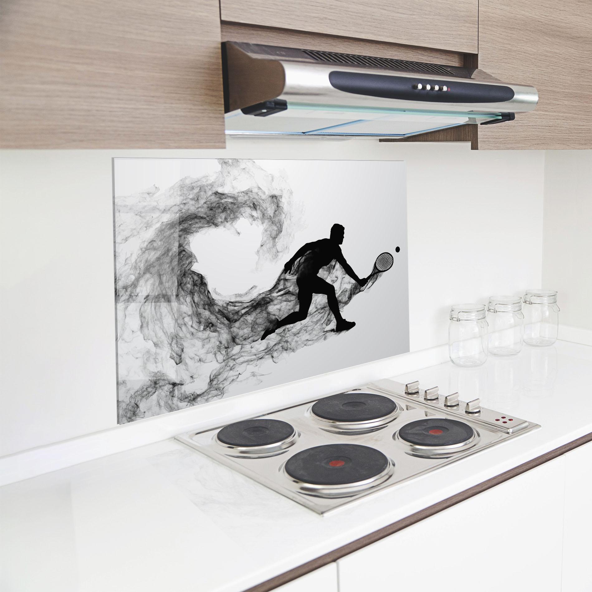 Panou Sticla Bucatarie Black Smoke Tennis mockup 8