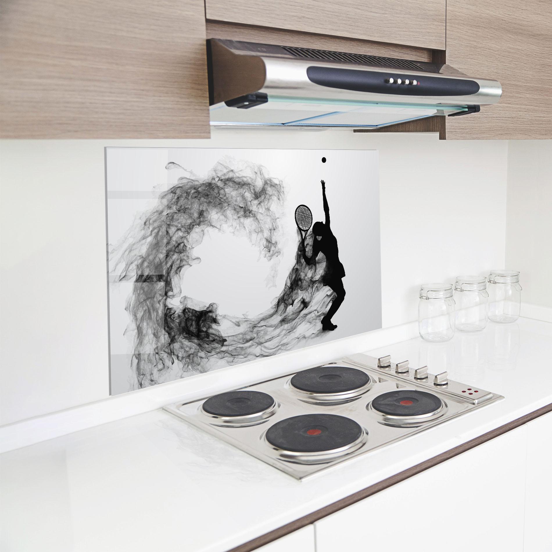 Panou Sticla Bucatarie Black Tennis Smoke mockup 8