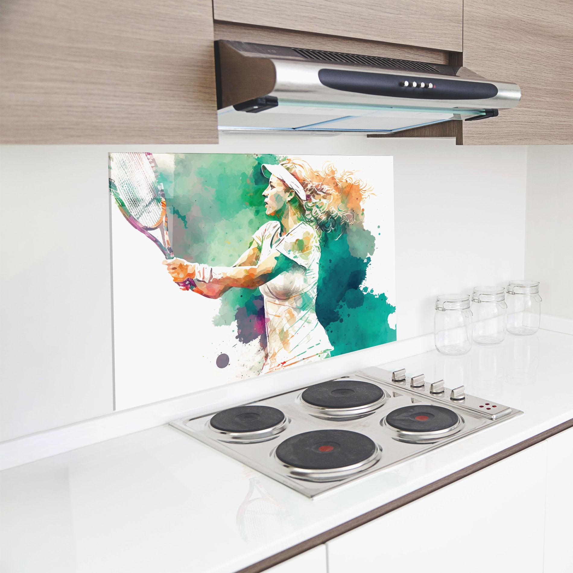 Panou Sticla Bucatarie Green Art Tennis mockup 8