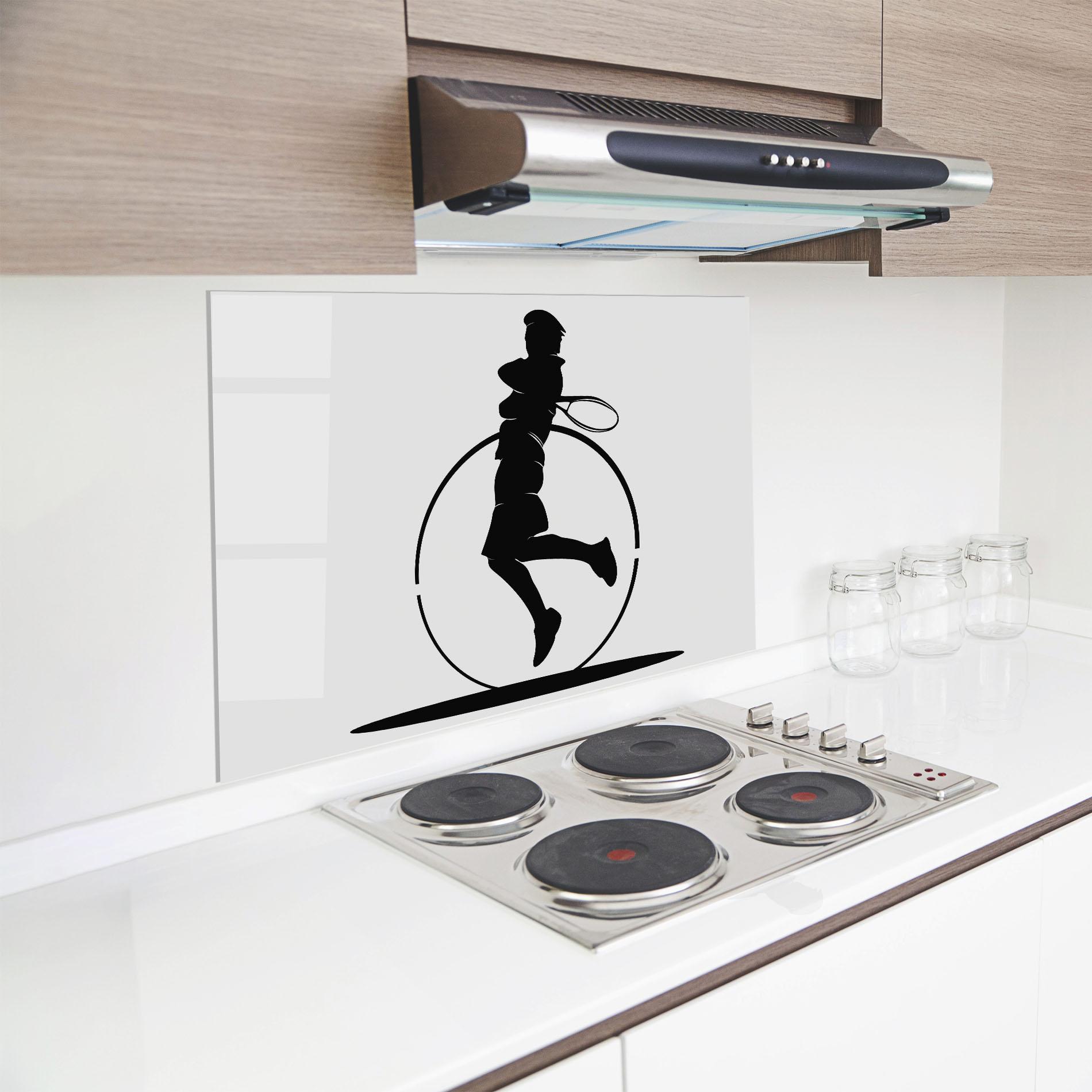 Panou Sticla Bucatarie Tennis Circle Black mockup 8