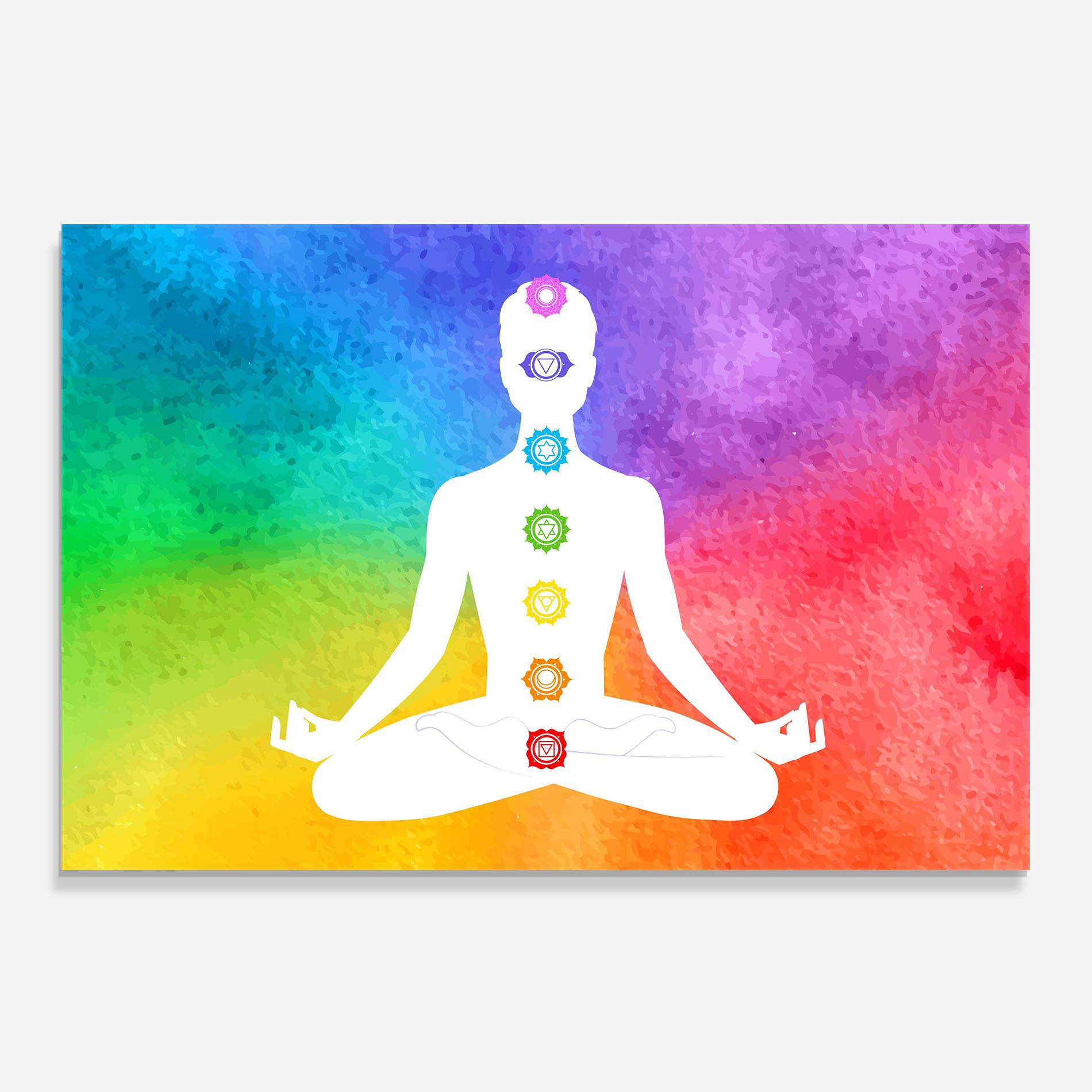 Panou Sticla Bucatarie Colorful Yoga Pose mockup 0