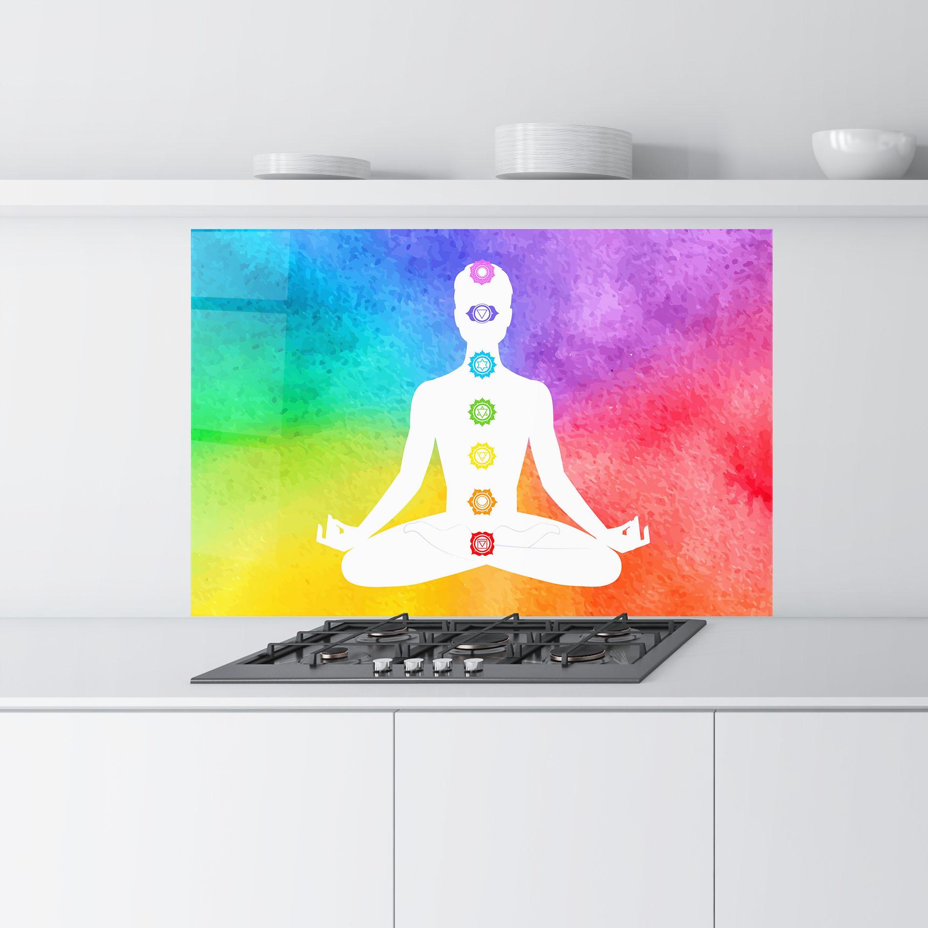 Panou Sticla Bucatarie Colorful Yoga Pose mockup 9