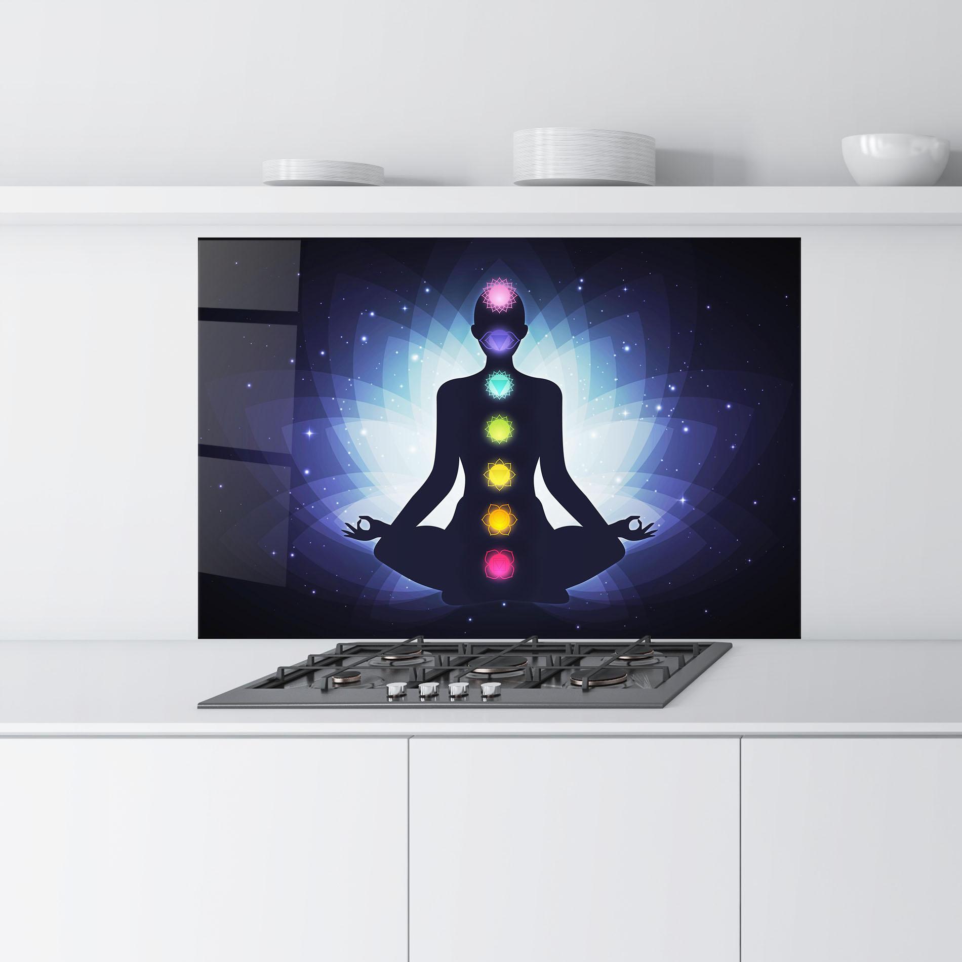 Panou Sticla Bucatarie Flower Meditation mockup 9