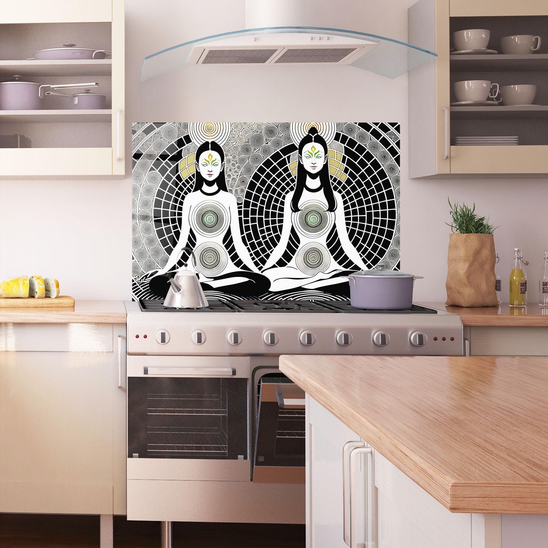 Panou Sticla Bucatarie Clolorful Meditation mockup 1