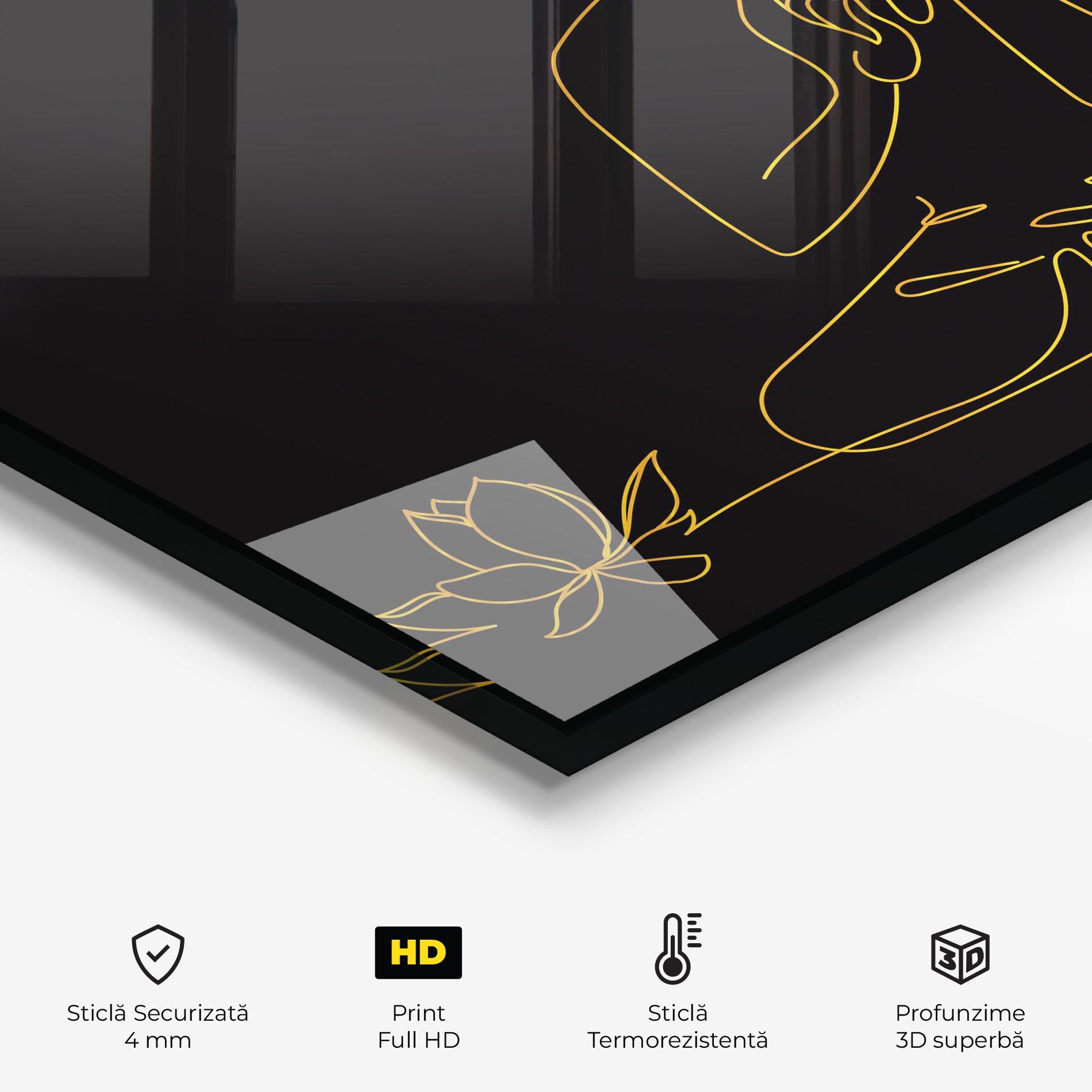 Panou Sticla Bucatarie Buddha Gold Line mockup 2