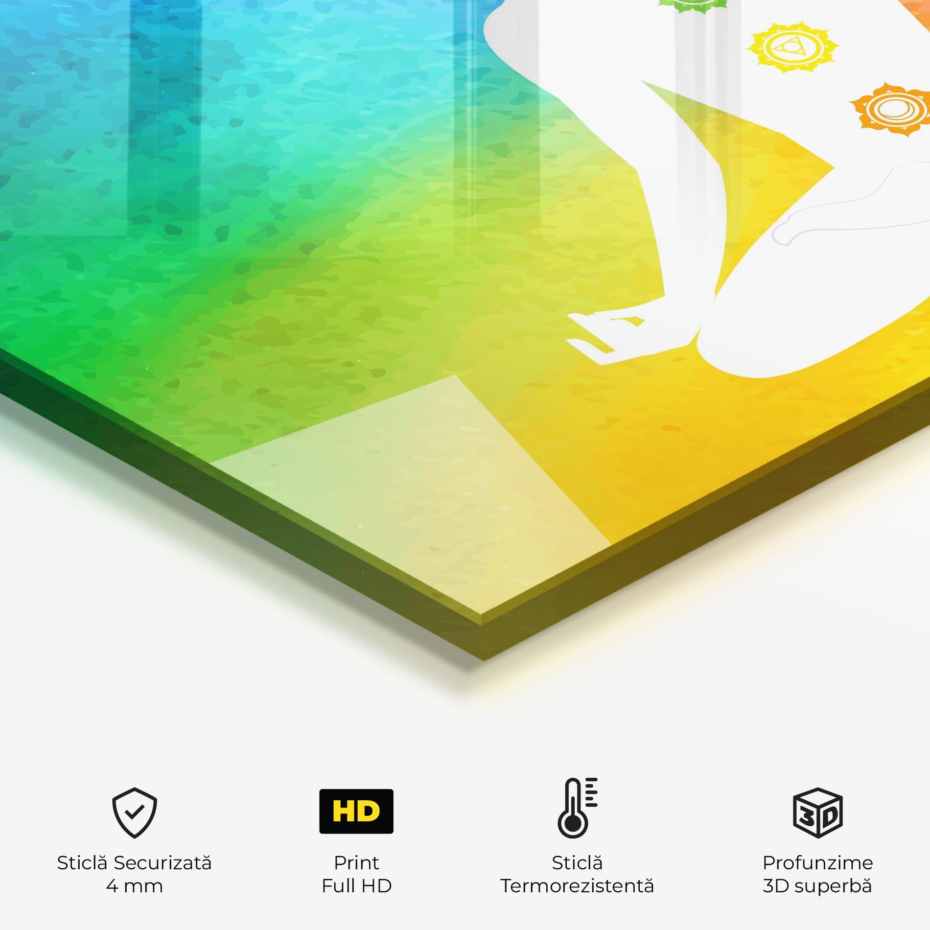 Panou Sticla Bucatarie Colorful Yoga Pose mockup 2