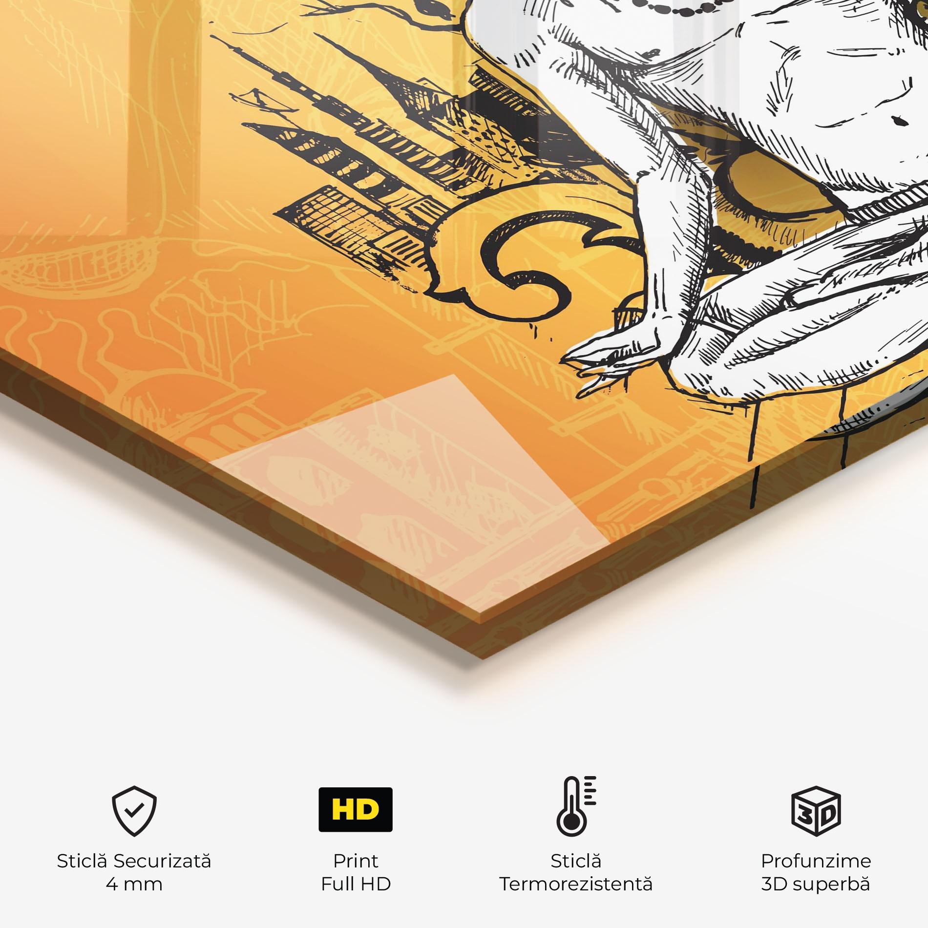 Panou Sticla Bucatarie Orange Meditation mockup 2