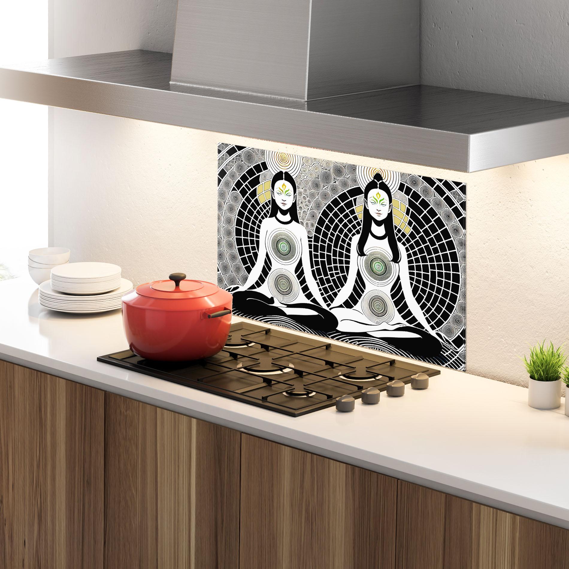 Panou Sticla Bucatarie Clolorful Meditation mockup 4