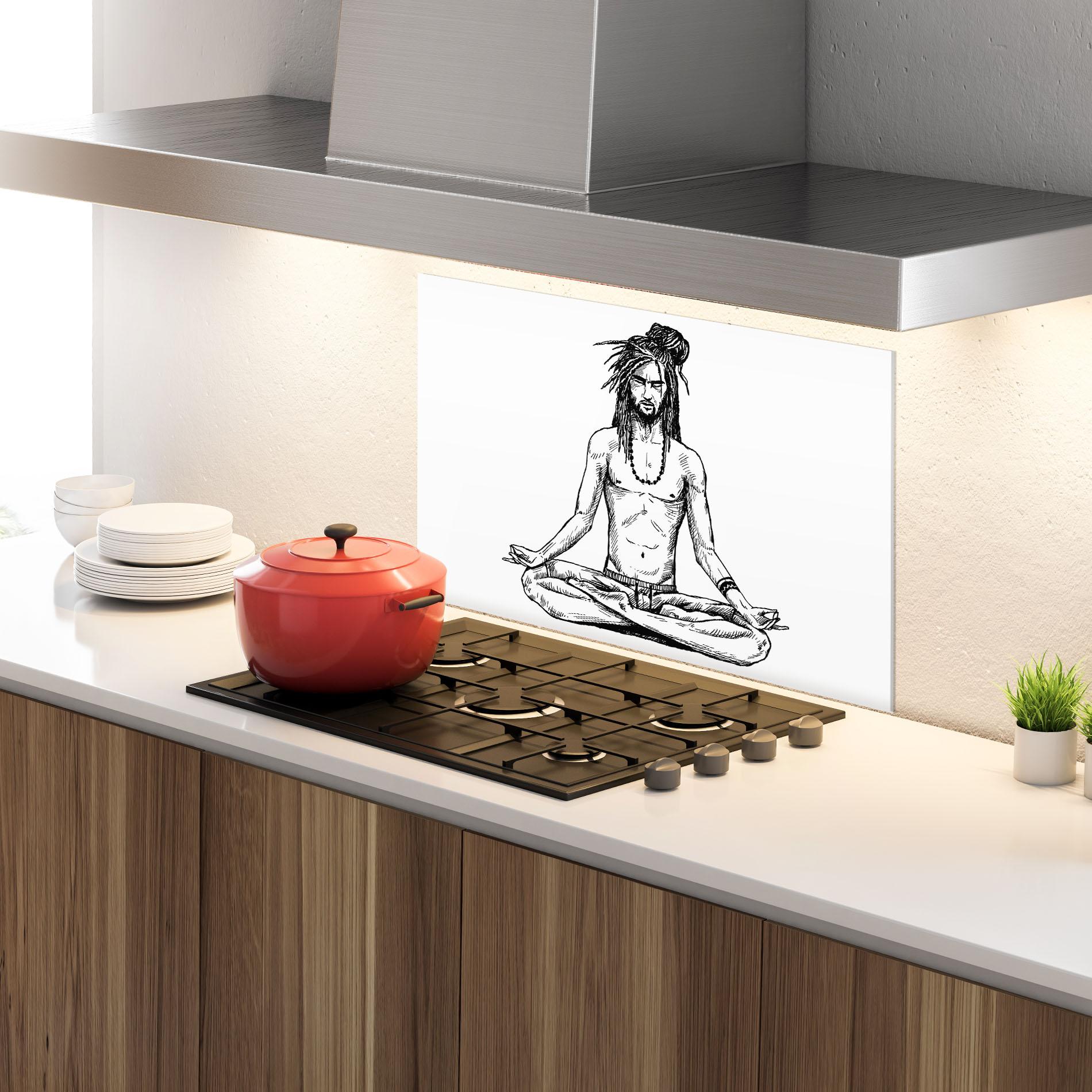 Panou Sticla Bucatarie Focused Meditation mockup 4
