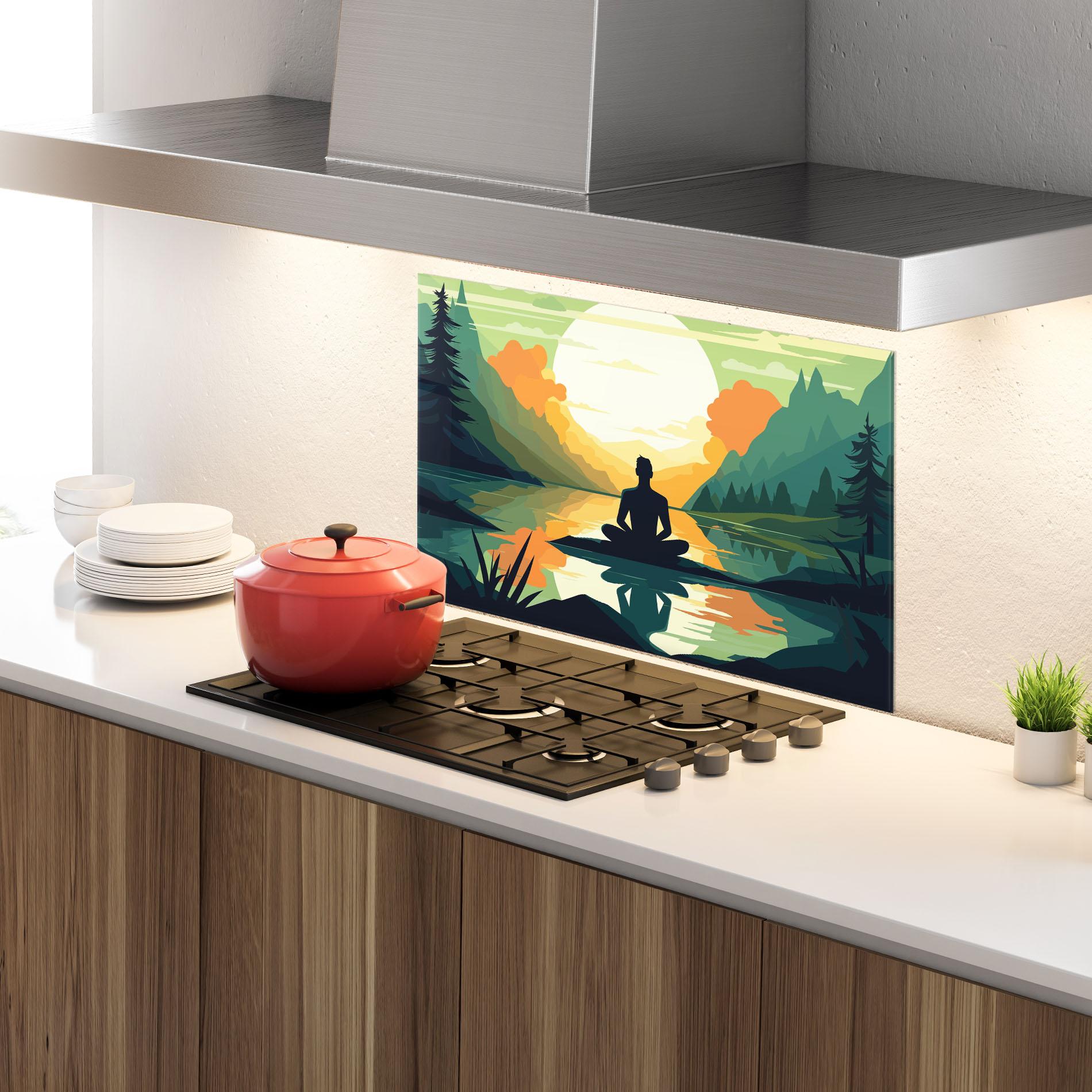 Panou Sticla Bucatarie Forest Yoga mockup 4