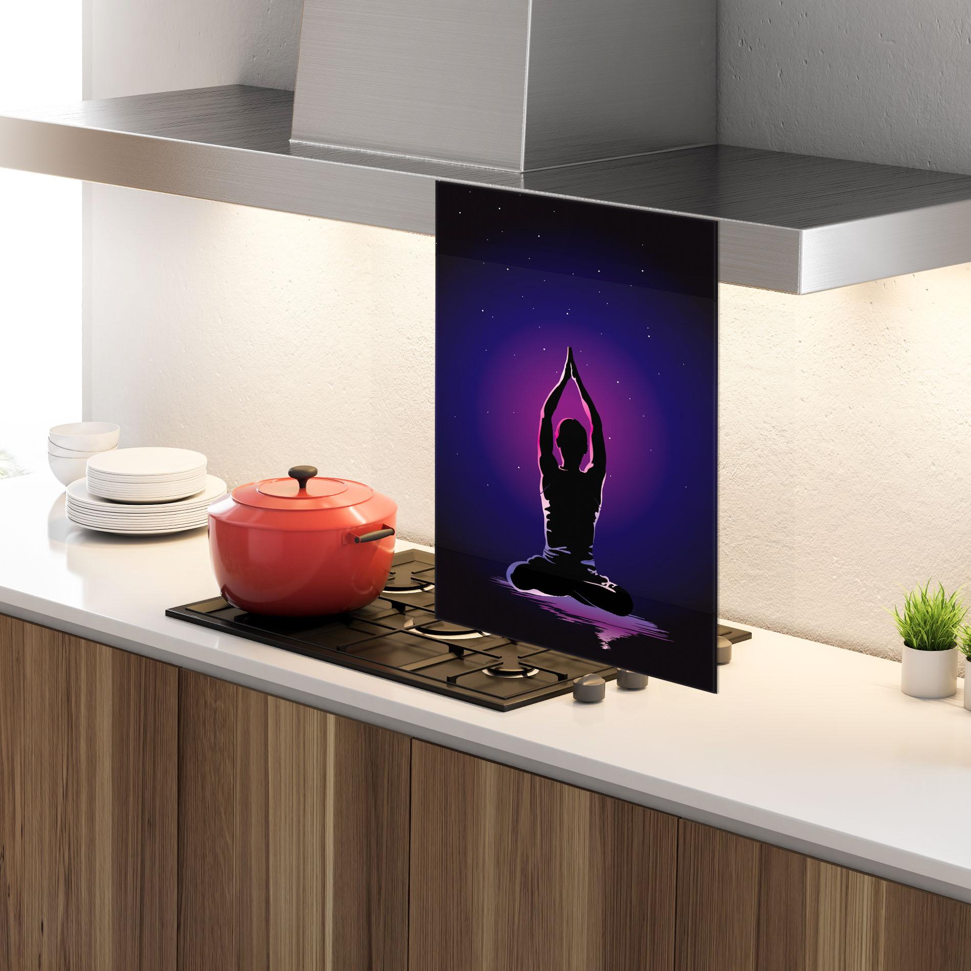 Panou Sticla Bucatarie Pretty Sky Yoga mockup 4