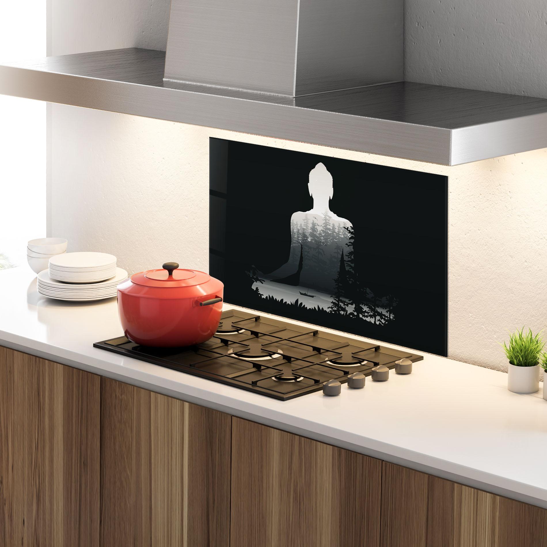 Panou Sticla Bucatarie Yoga Forest mockup 4