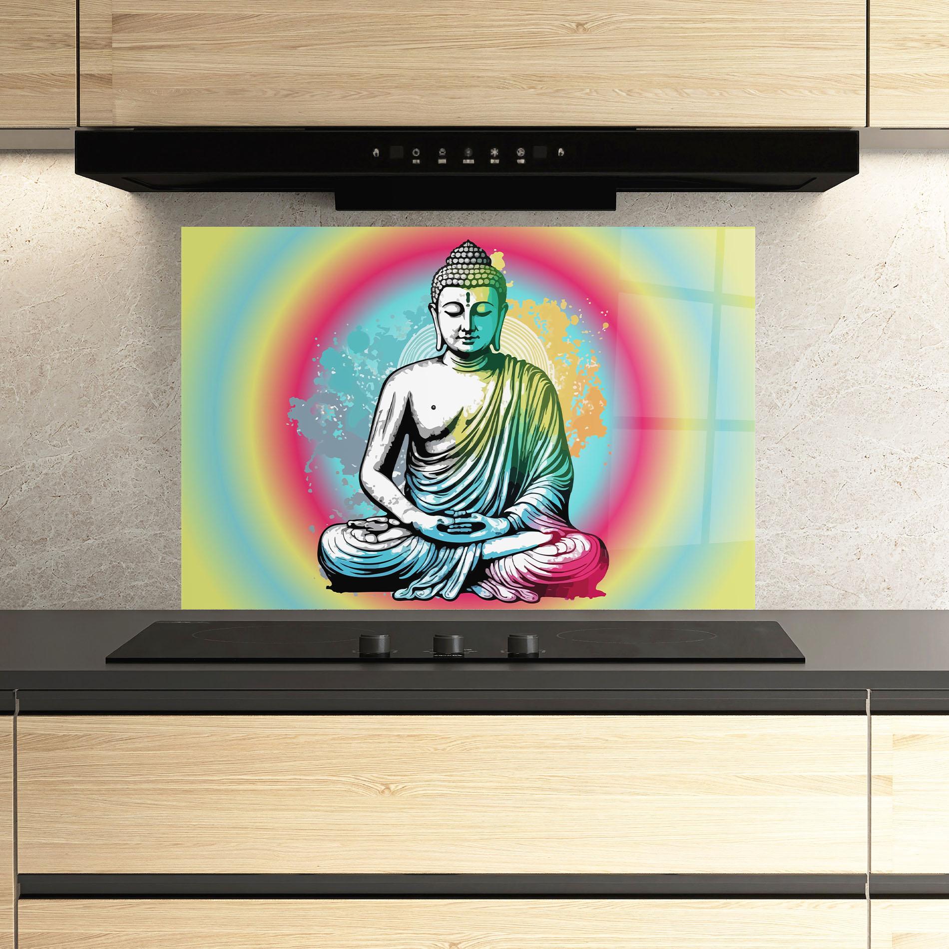 Panou Sticla Bucatarie Budha Yoga mockup 3