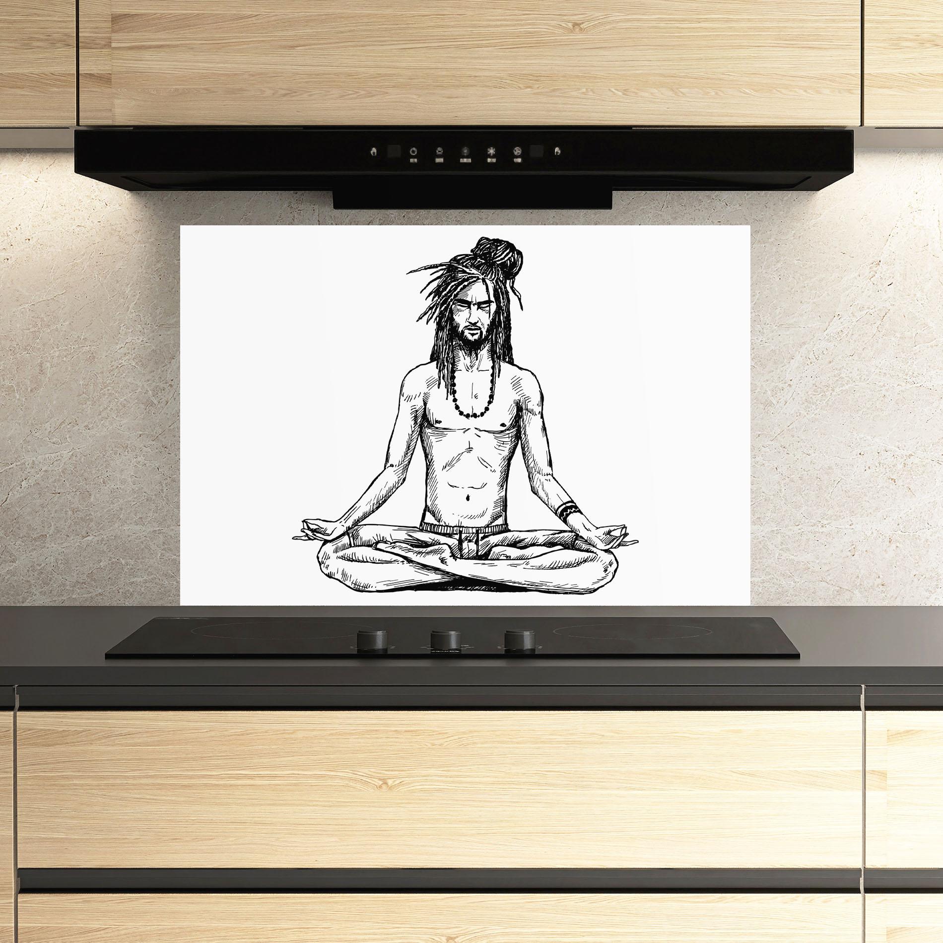 Panou Sticla Bucatarie Focused Meditation mockup 3