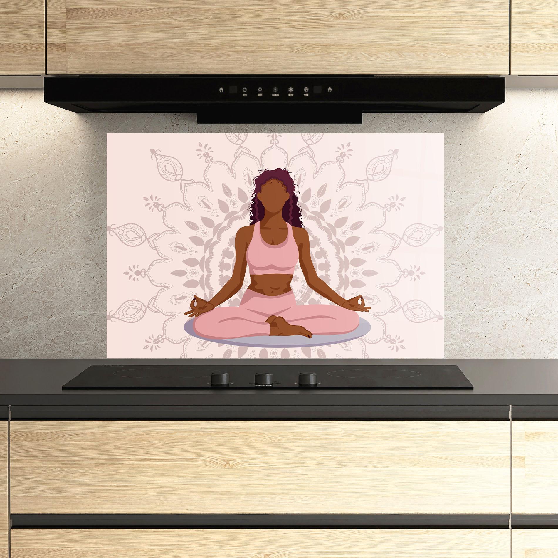 Panou Sticla Bucatarie Lotus Position mockup 3