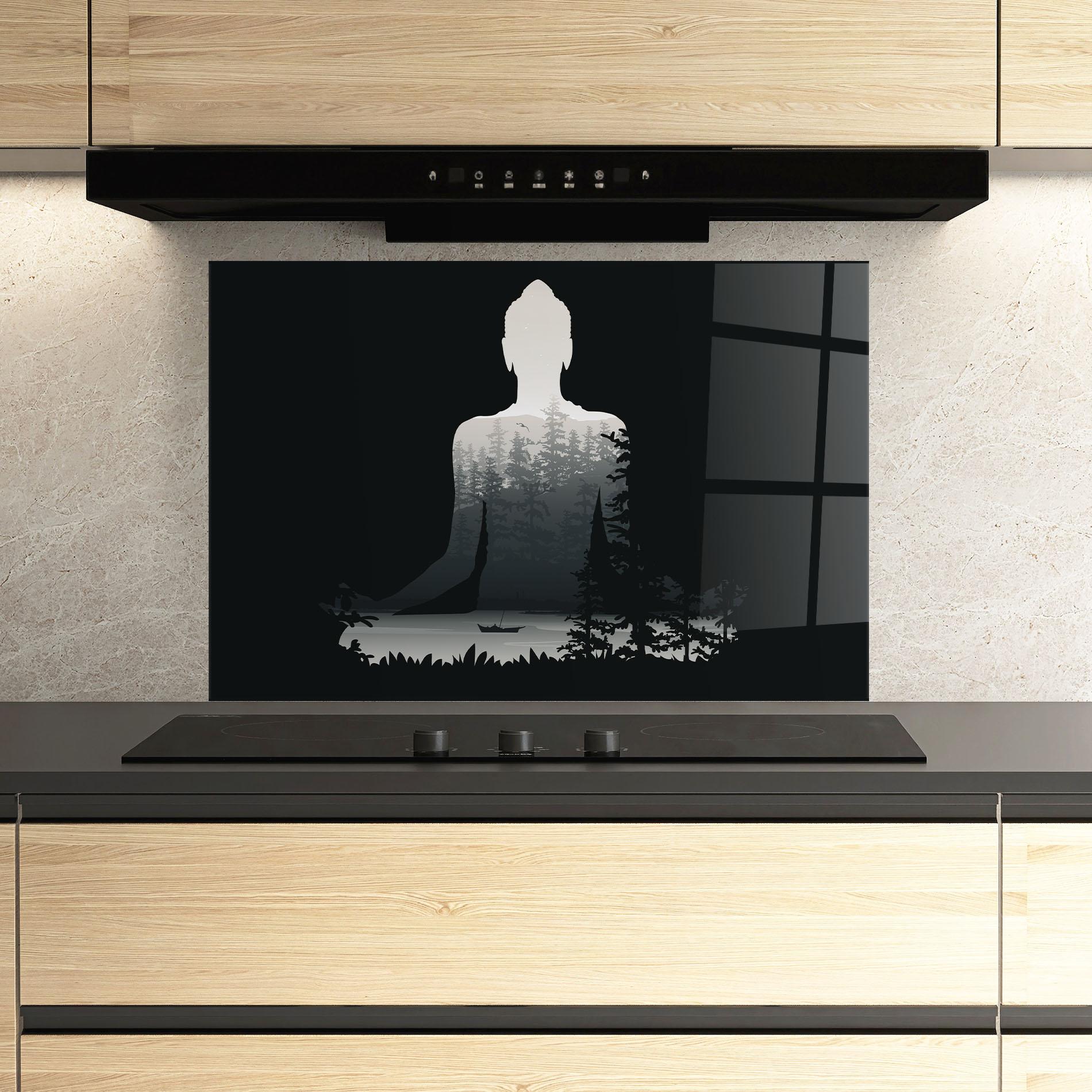 Panou Sticla Bucatarie Yoga Forest mockup 3