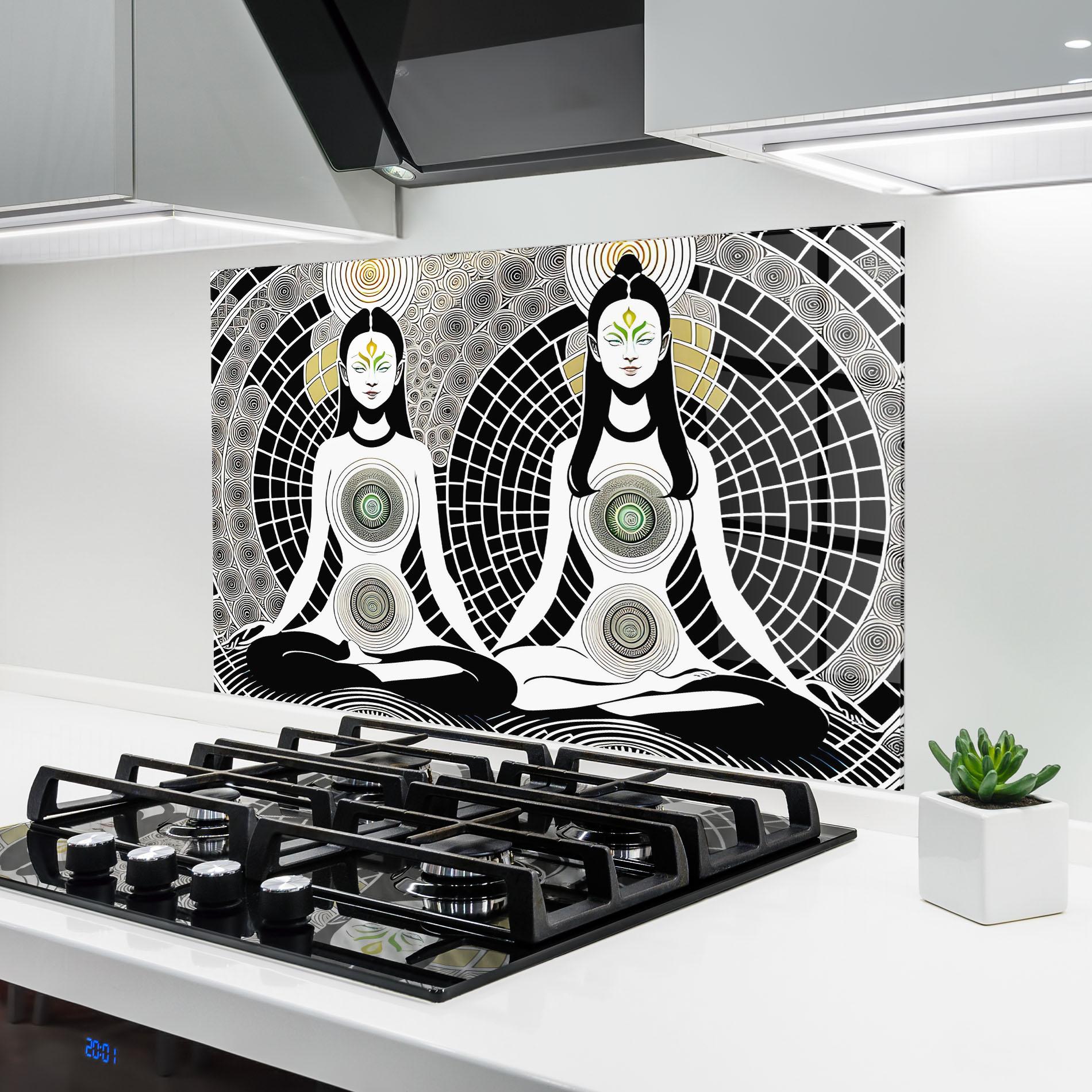 Panou Sticla Bucatarie Clolorful Meditation mockup 6