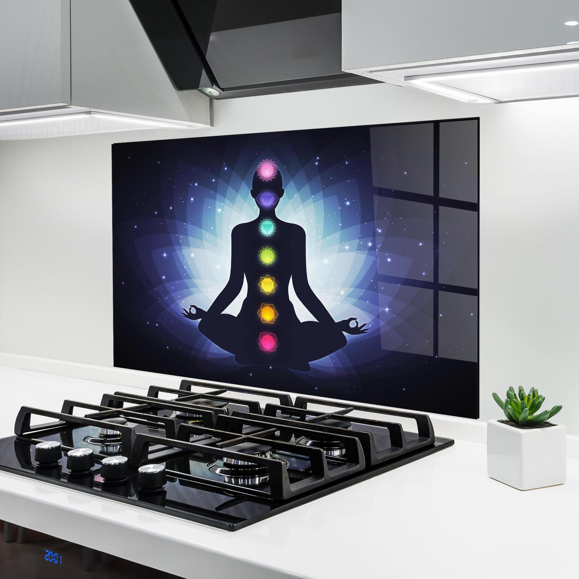 Panou Sticla Bucatarie Flower Meditation mockup 6