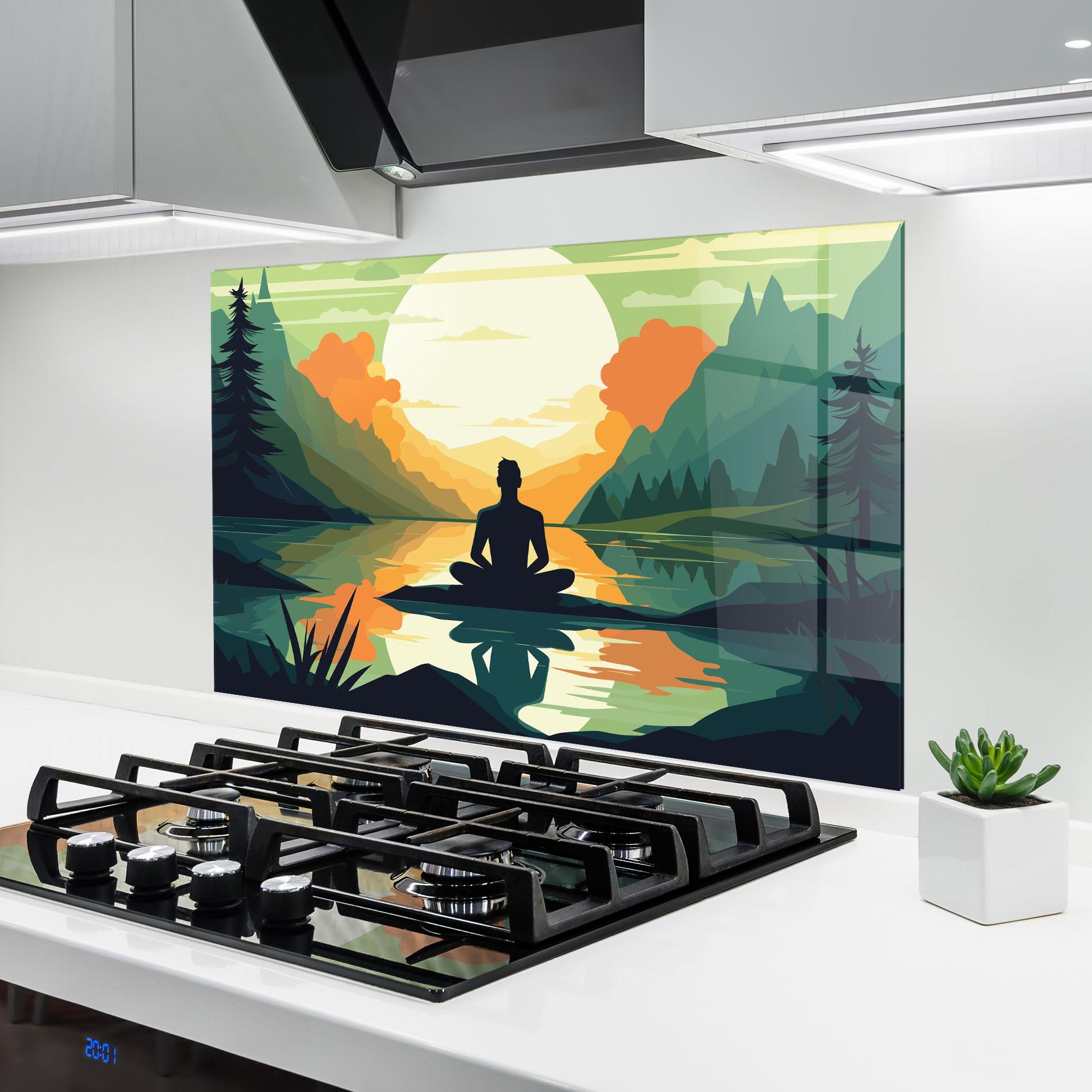 Panou Sticla Bucatarie Forest Yoga mockup 6