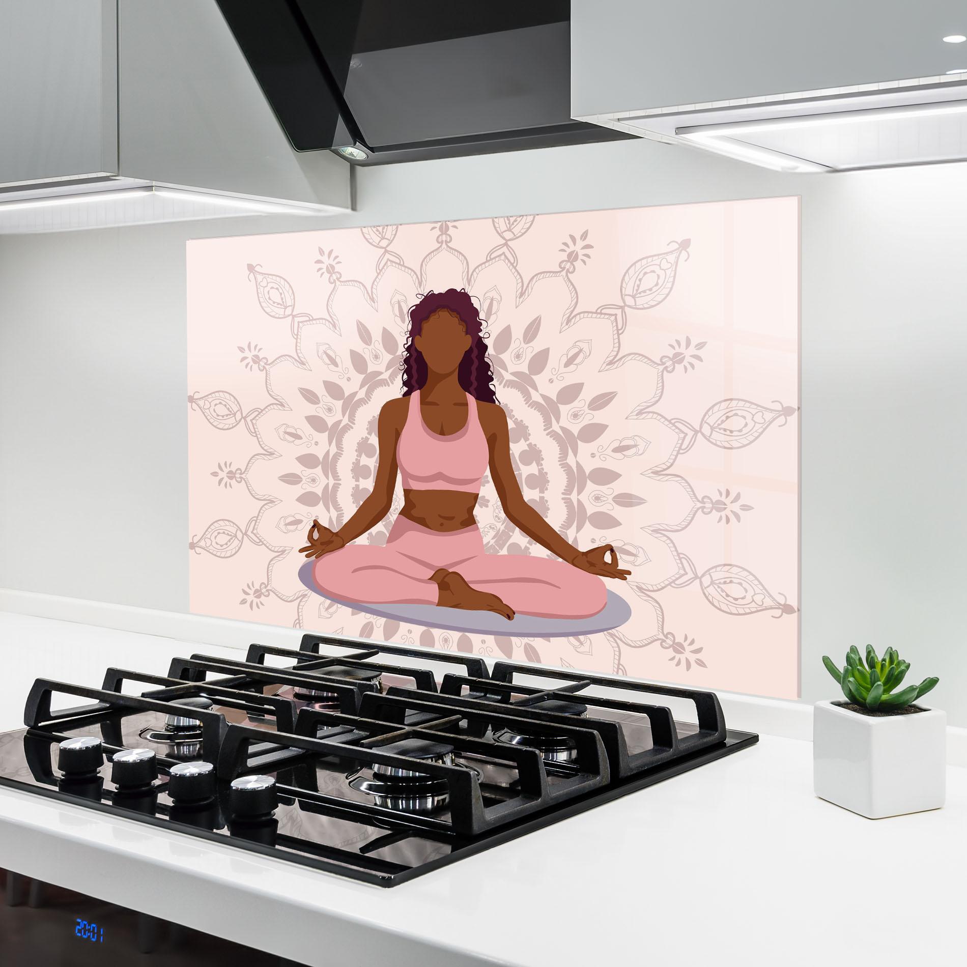 Panou Sticla Bucatarie Lotus Position mockup 6