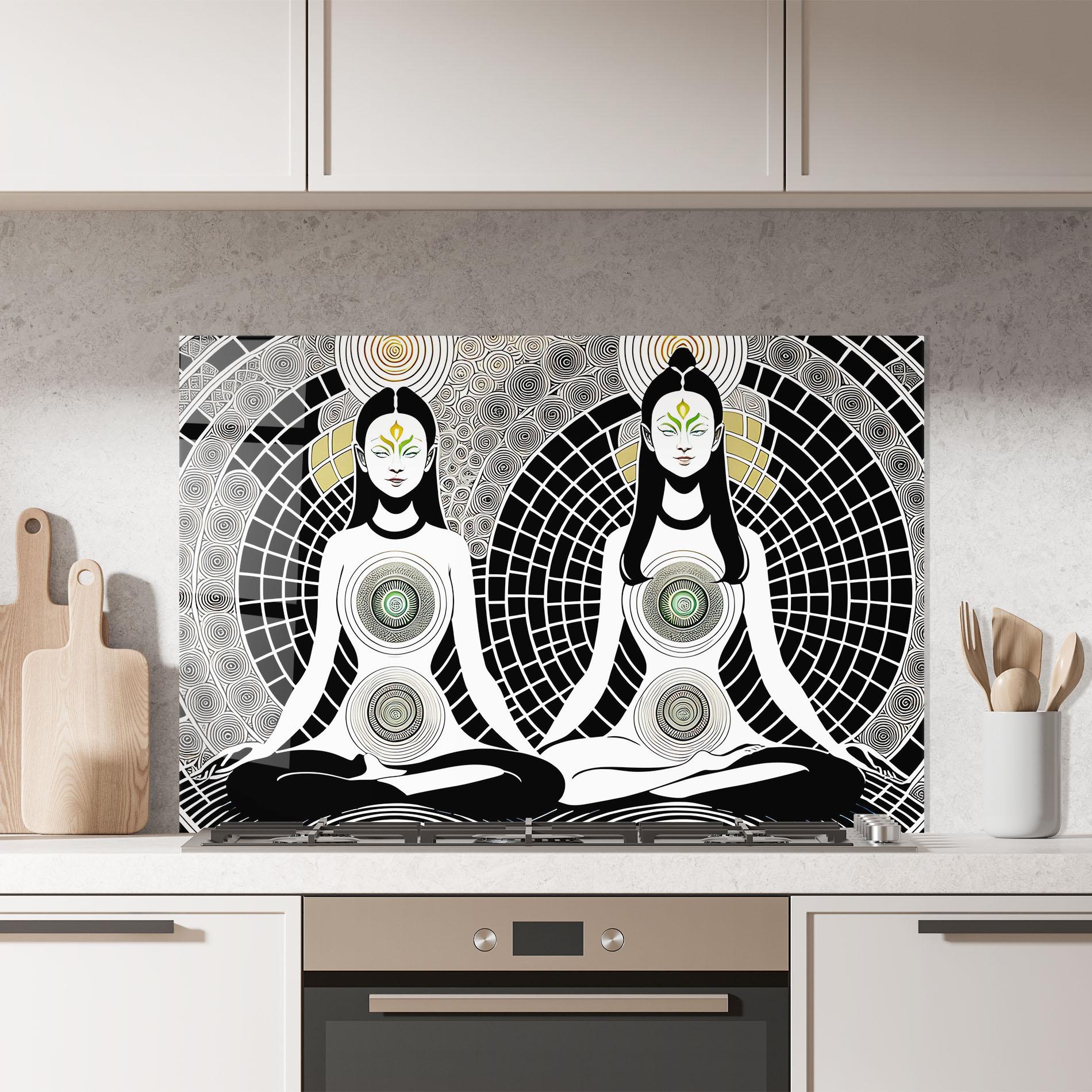 Panou Sticla Bucatarie Clolorful Meditation mockup 7