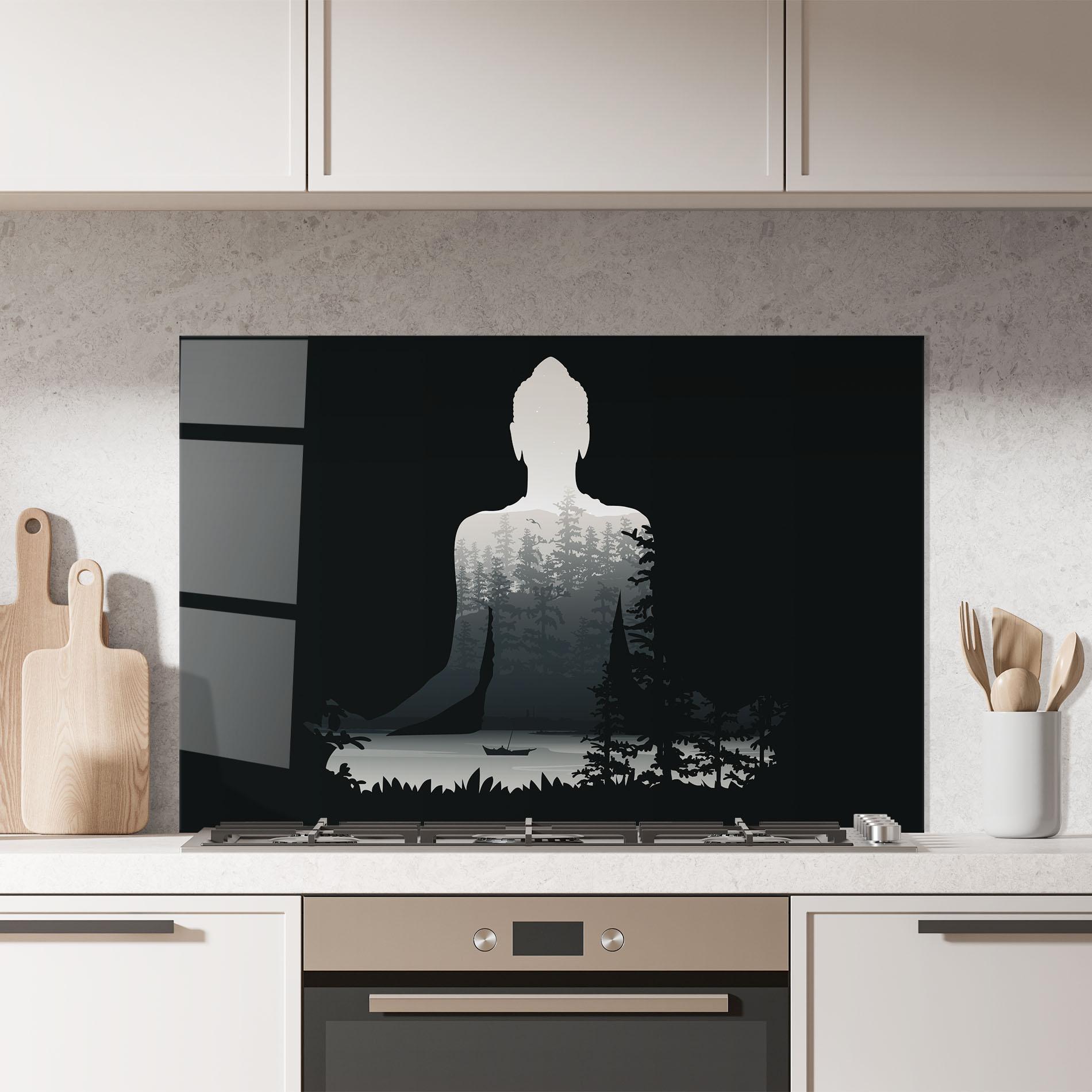Panou Sticla Bucatarie Yoga Forest mockup 7