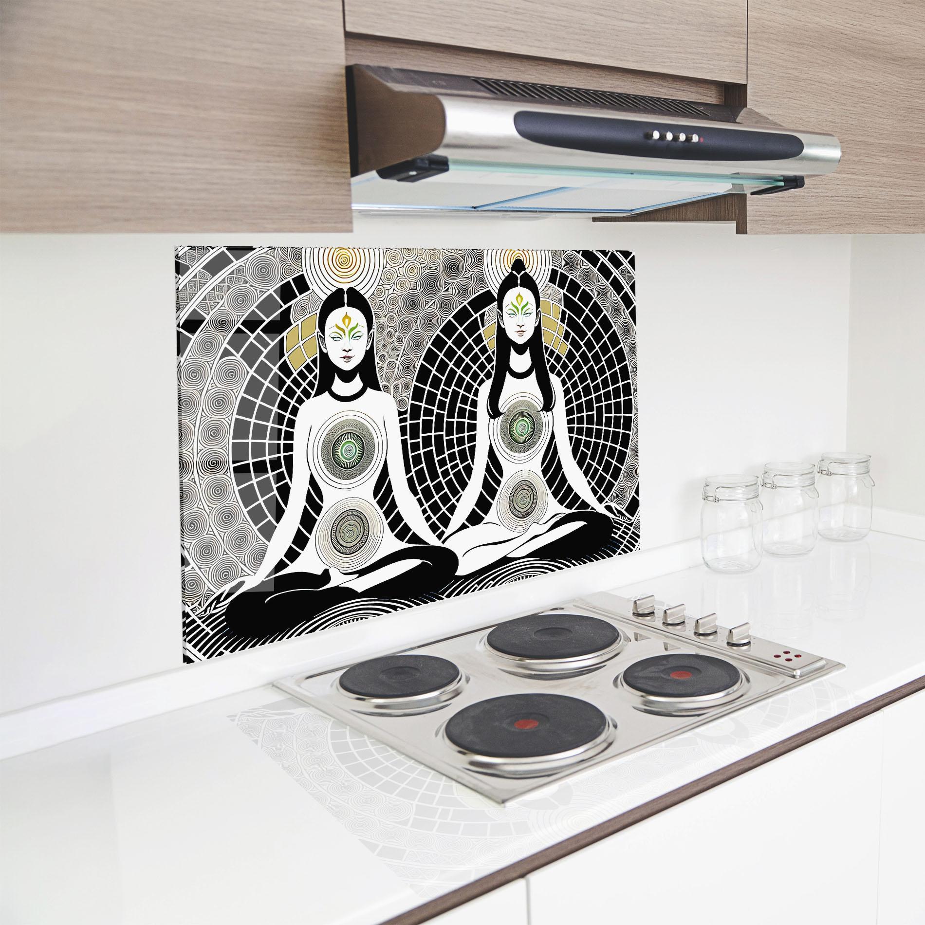 Panou Sticla Bucatarie Clolorful Meditation mockup 8