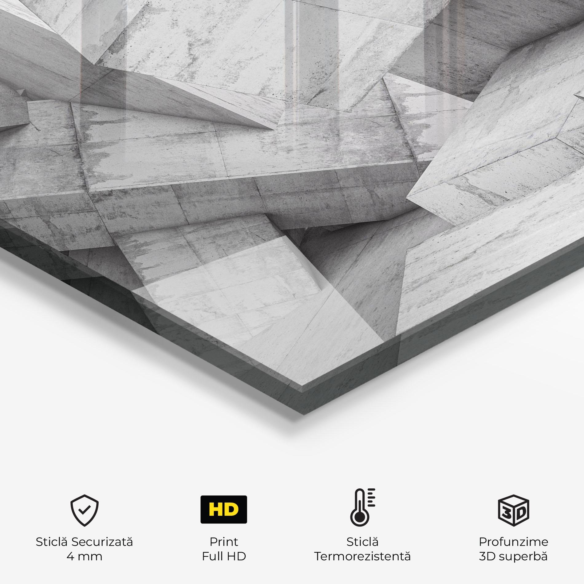 Panou Sticla Bucatarie Concrete Geometric mockup 2
