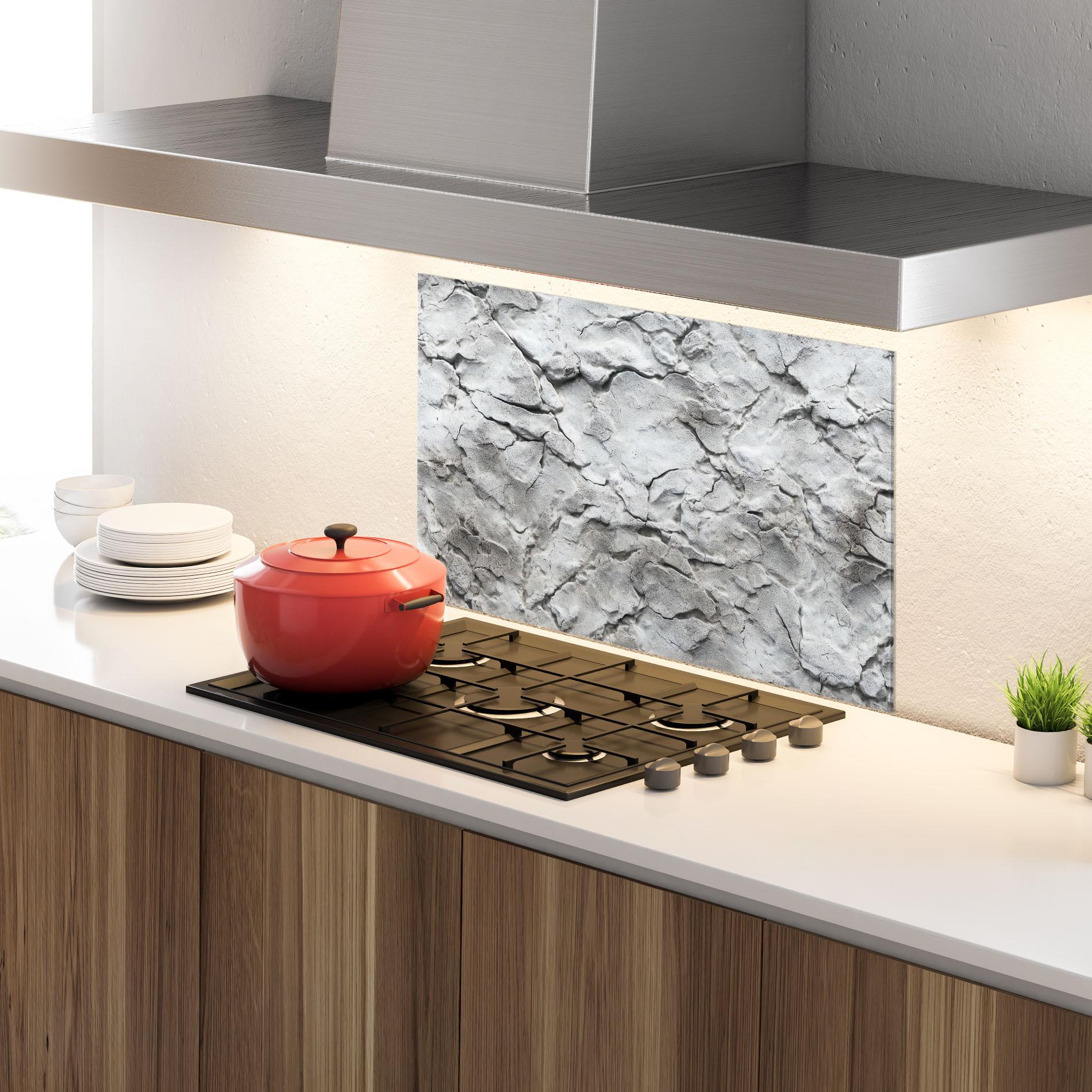 Panou Sticla Bucatarie Texture Gray Stone Wall mockup 4