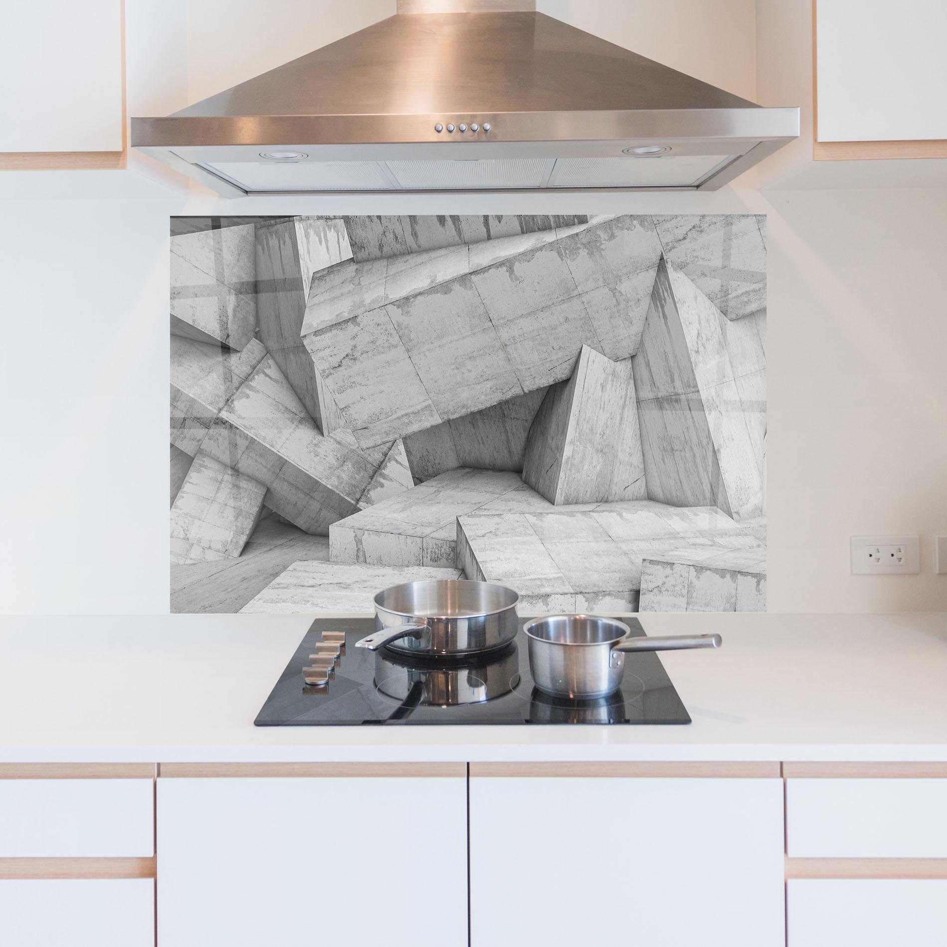 Panou Sticla Bucatarie Concrete Geometric mockup 5