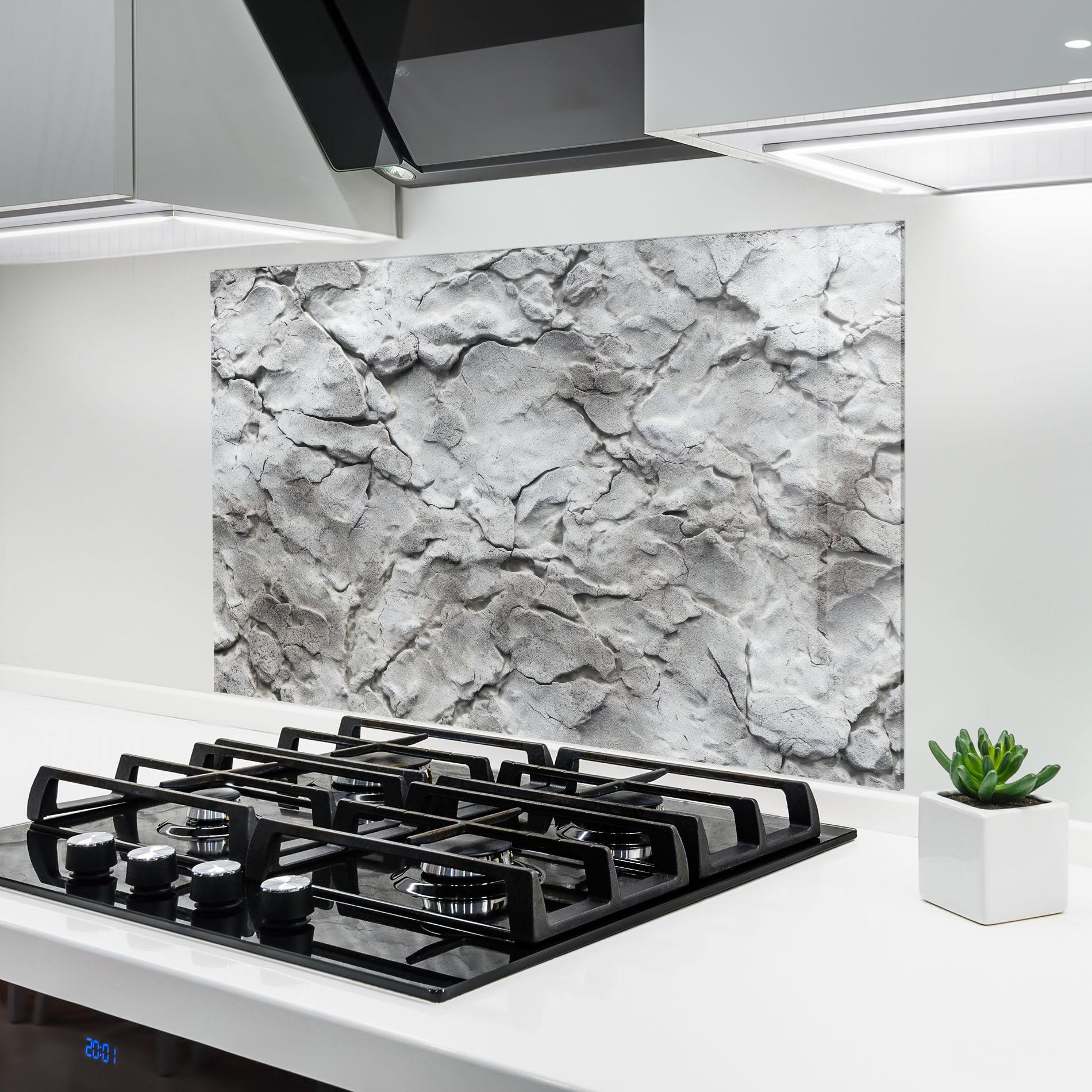 Panou Sticla Bucatarie Texture Gray Stone Wall mockup 6