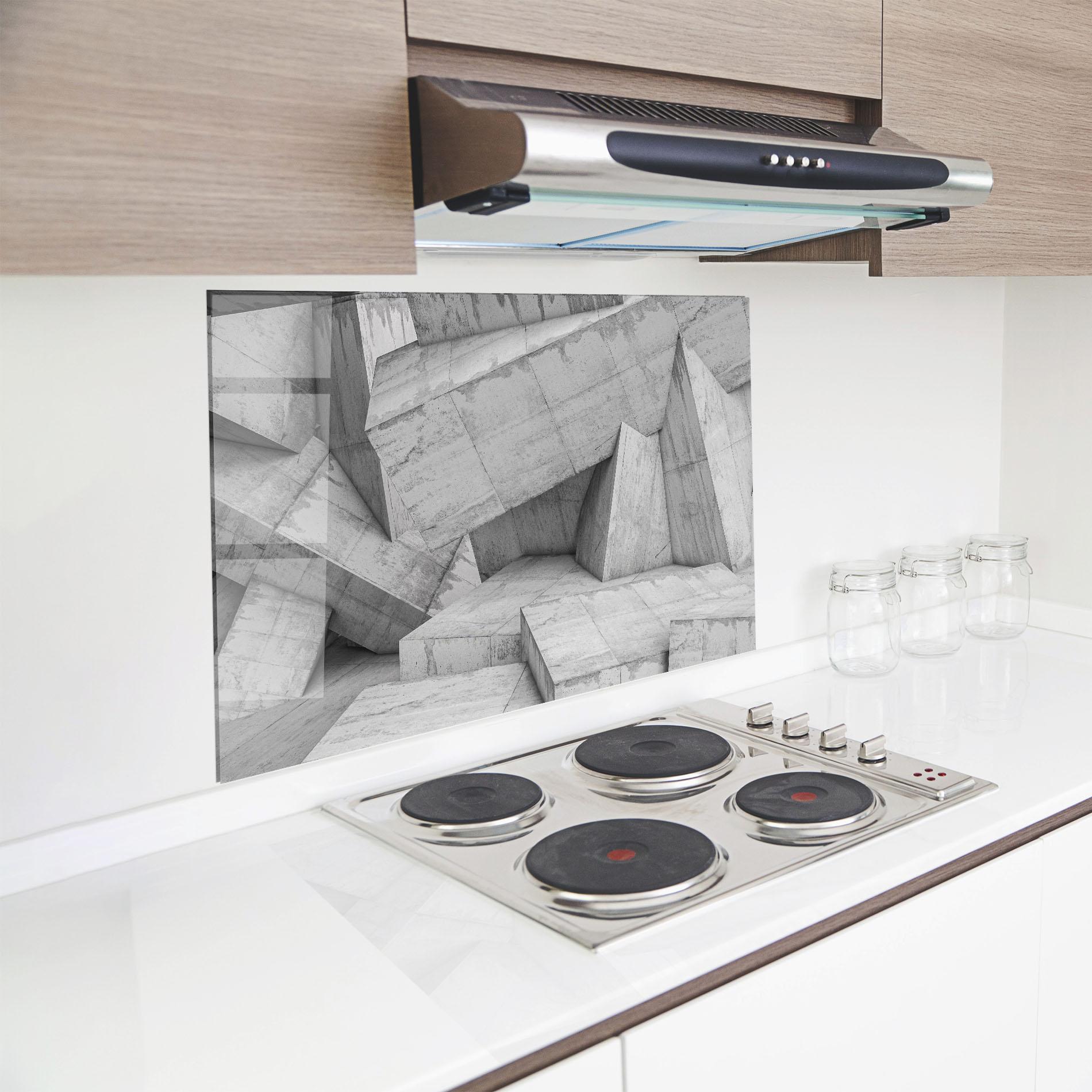 Panou Sticla Bucatarie Concrete Geometric mockup 8