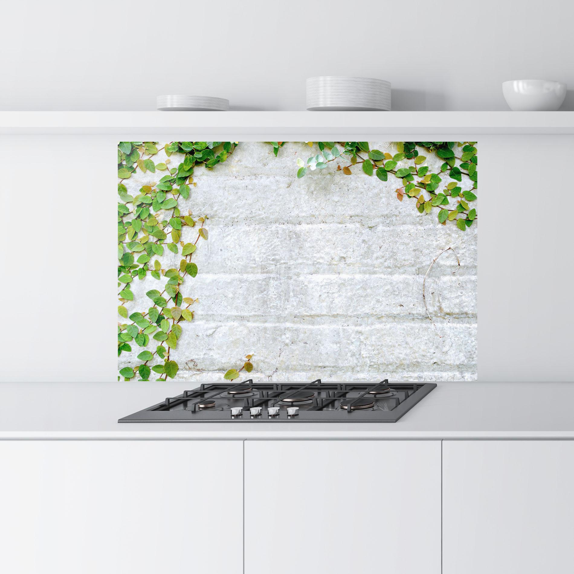 Panou Sticla Bucatarie Bricks With Leaves mockup 9