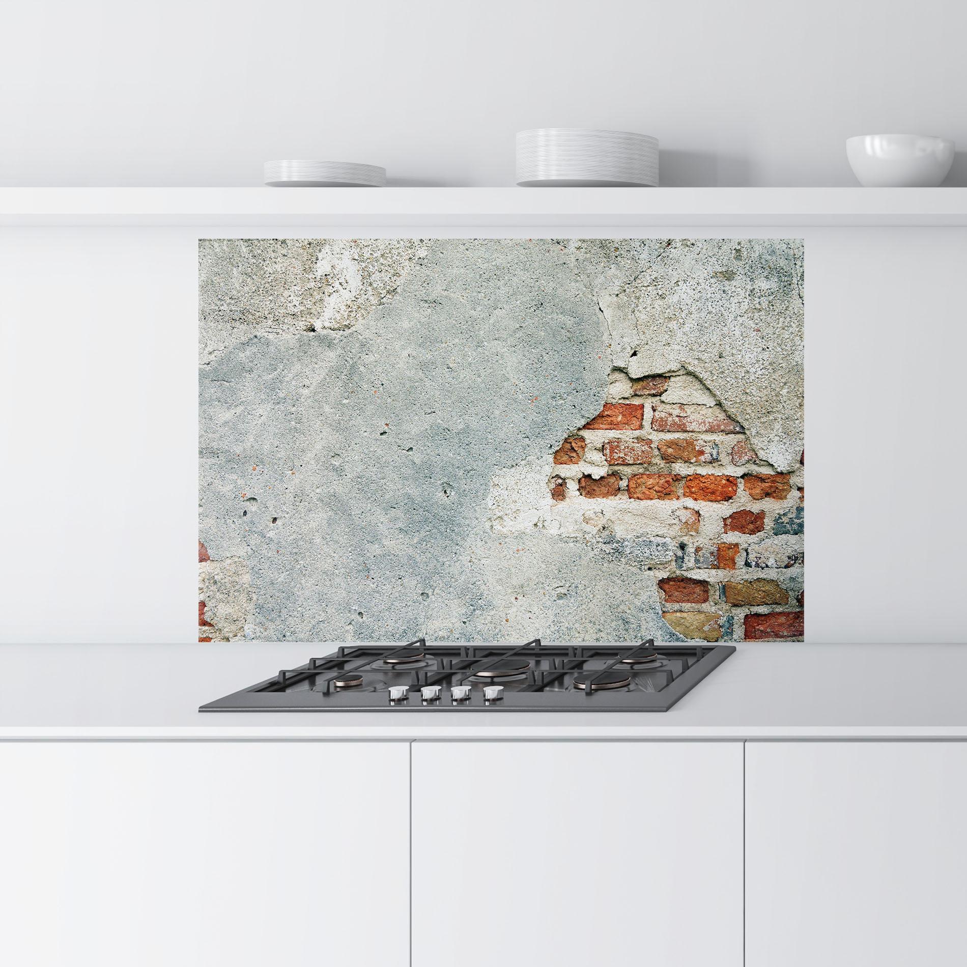 Panou Sticla Bucatarie Vintage Old Bricks mockup 9